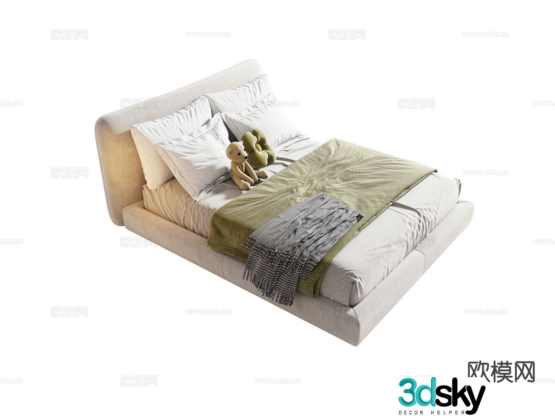 Cream style children’s bed 3d model
