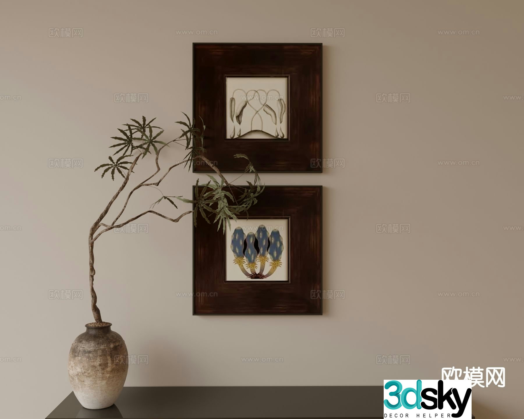 Medieval style hanging painting decorative painting 3d model