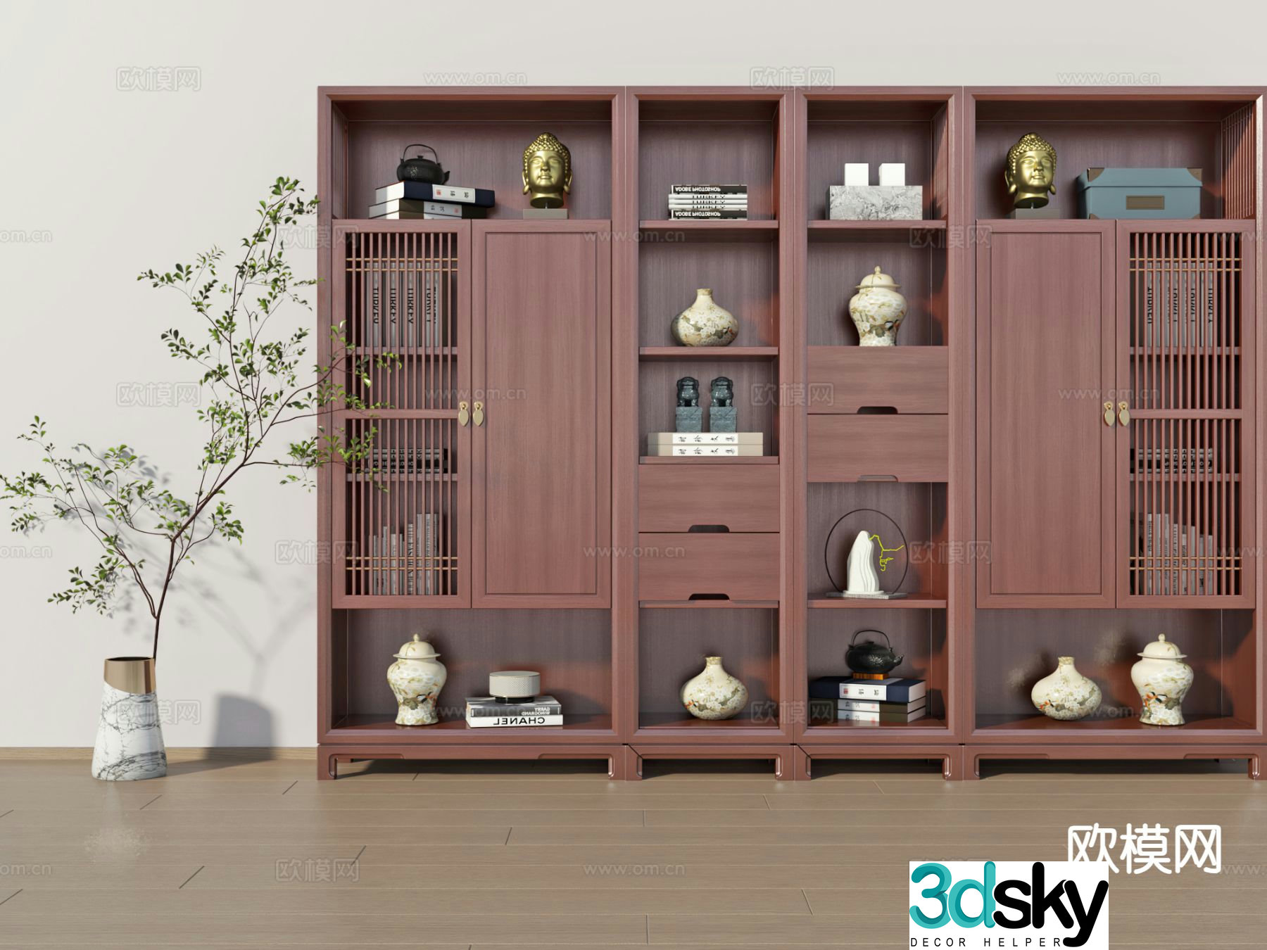 New Chinese style Bogu rack display rack 3D model