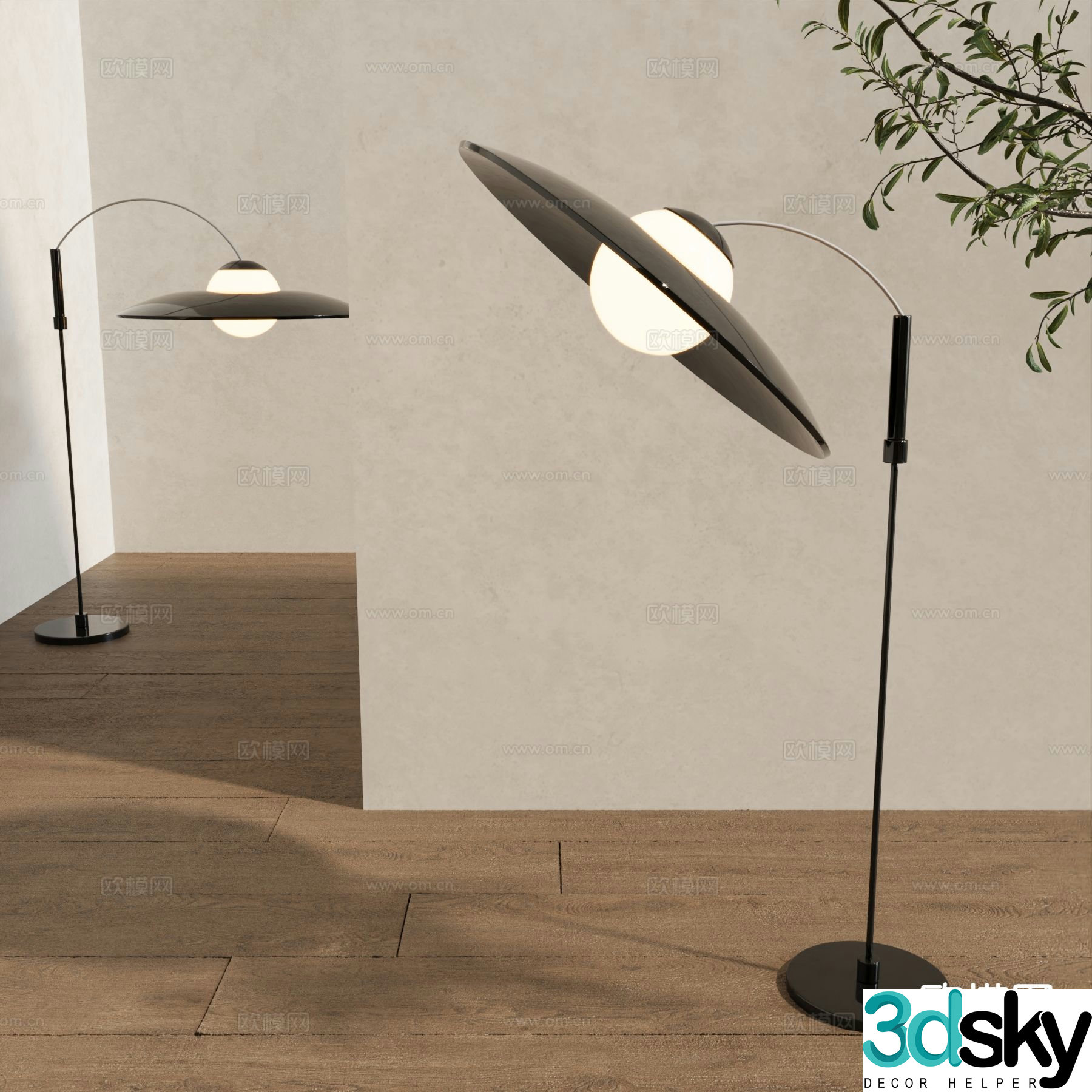 Creative floor lamp fishing lamp 3d model