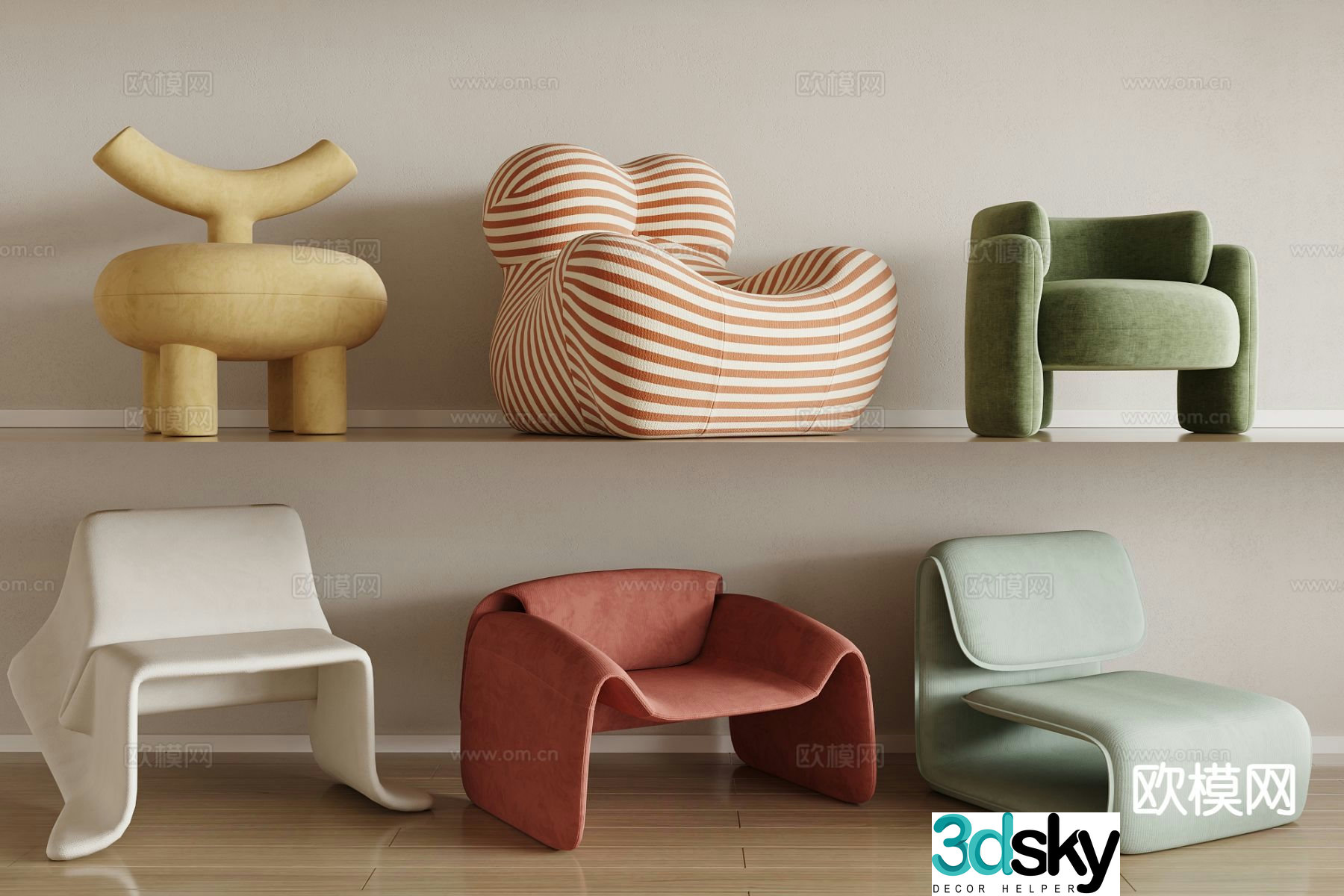 Modern single sofa lazy sofa 3d model