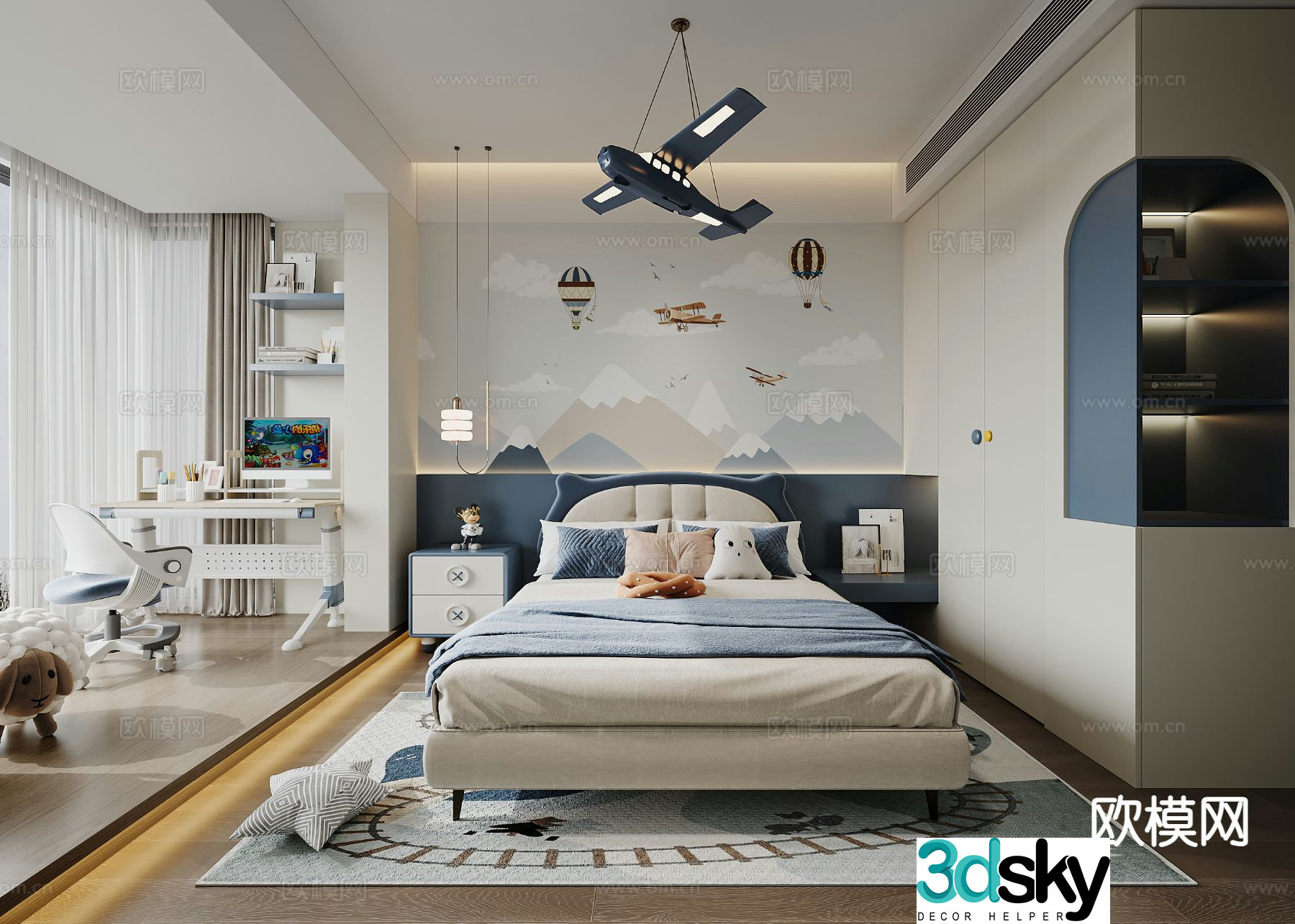 Modern boy’s room children’s room 3d model