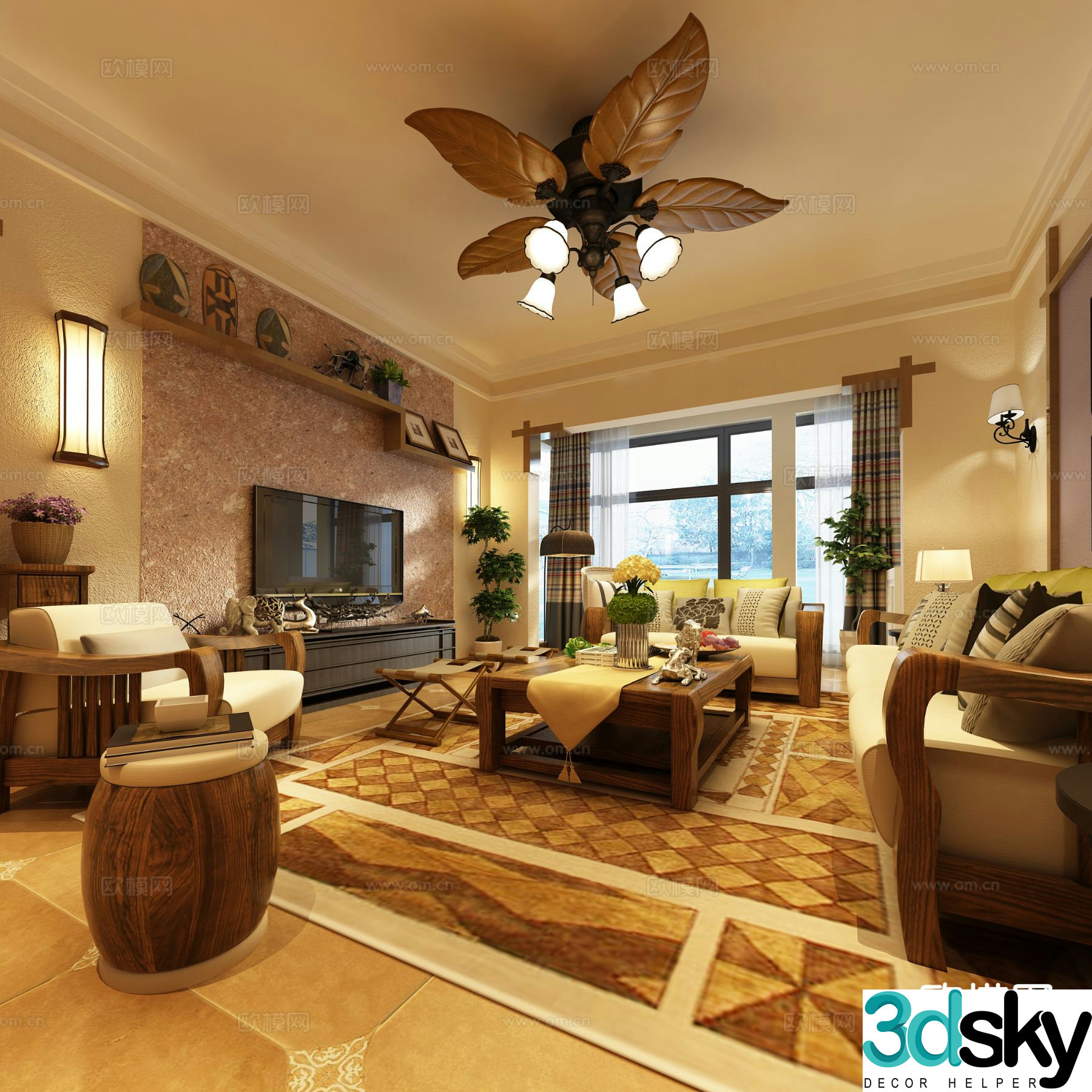Southeast Asian living room 3d model