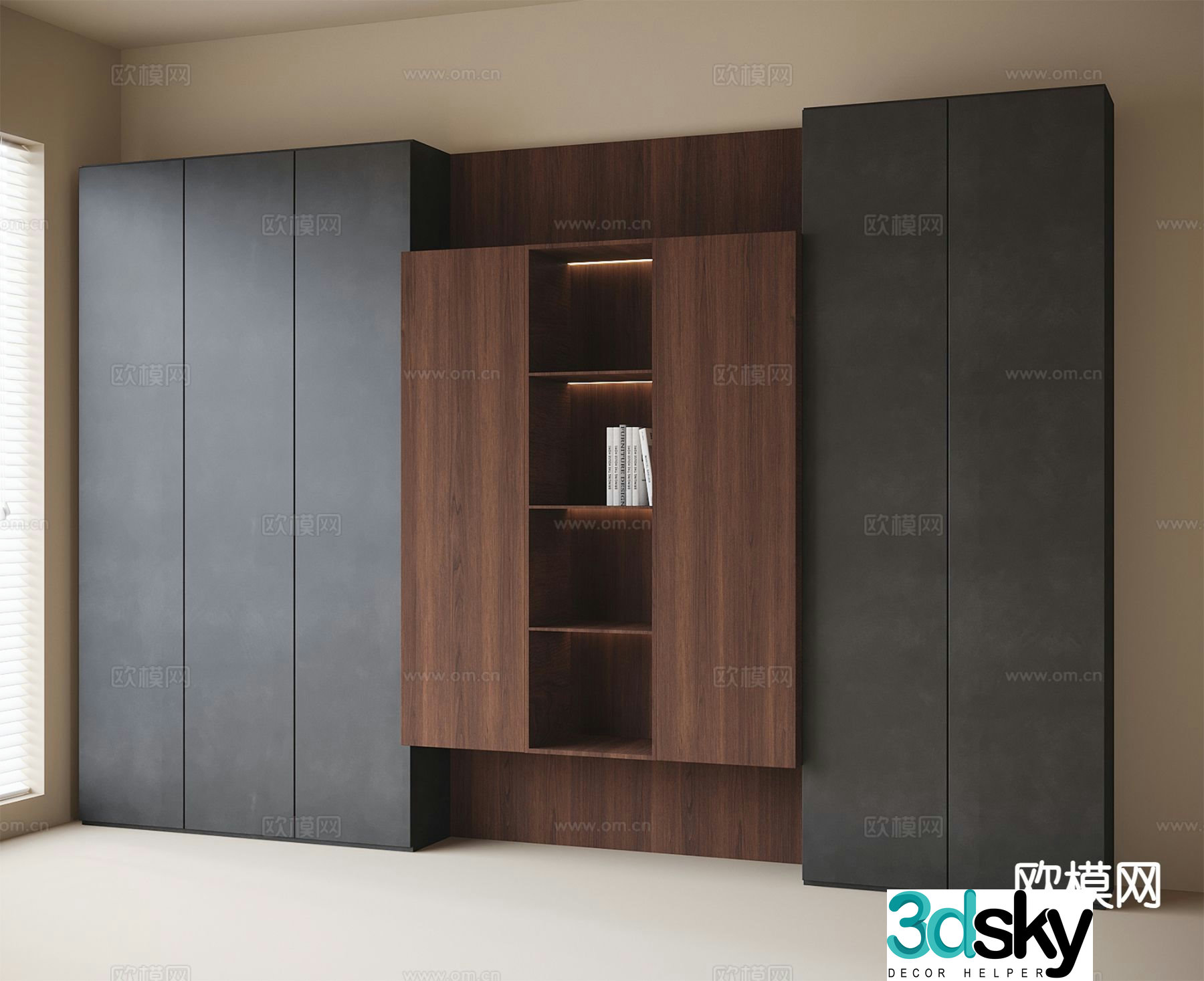 Medieval style bookcase bookshelf 3d model
