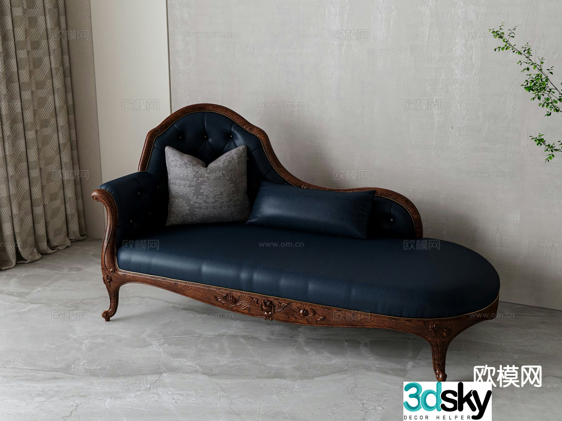American chaise longue beauty couch 3d model
