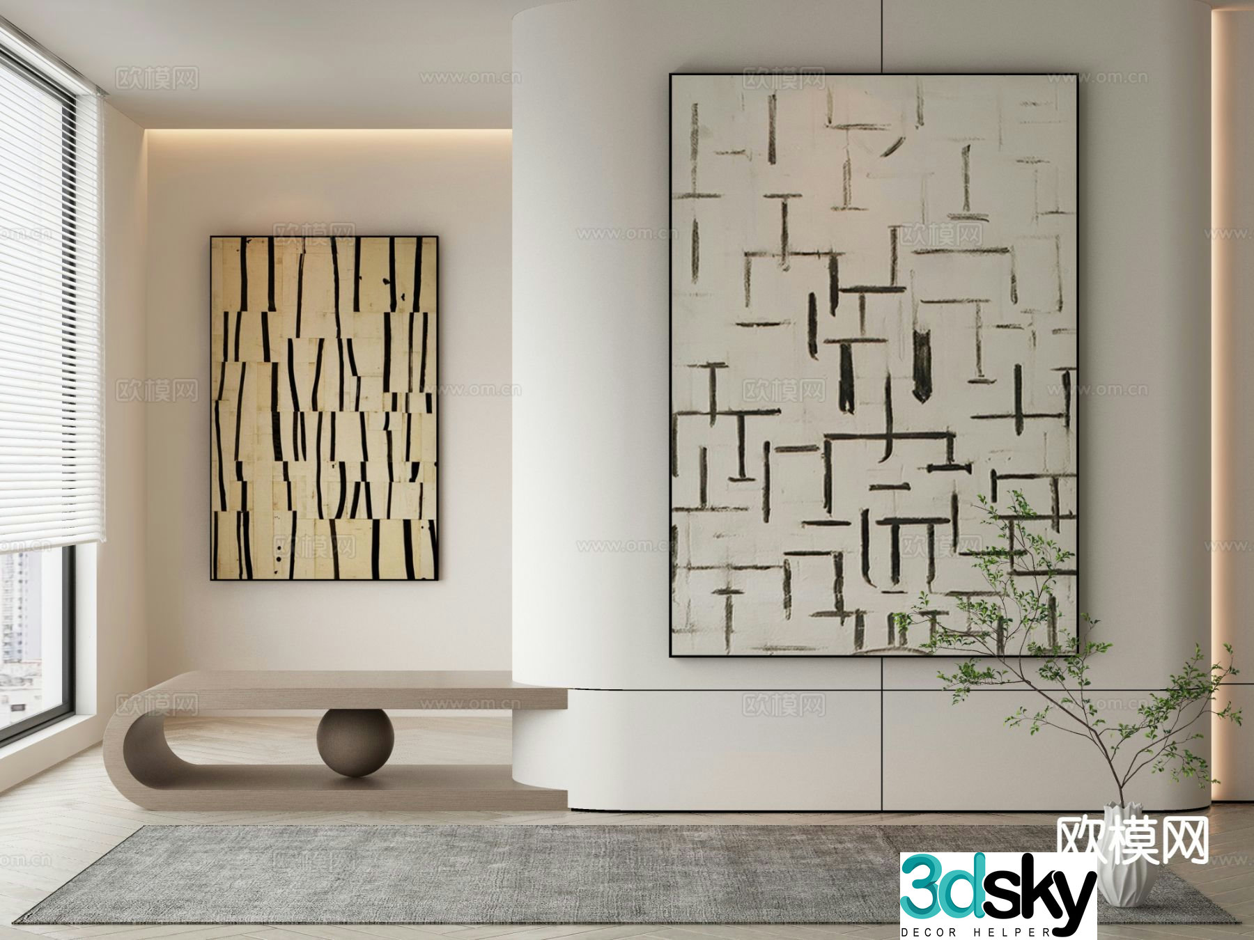 Modern decorative painting abstract painting texture painting 3d model