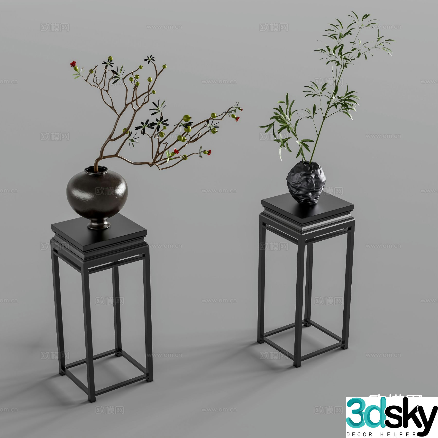 New Chinese style vase floral arrangement flower stand 3d model