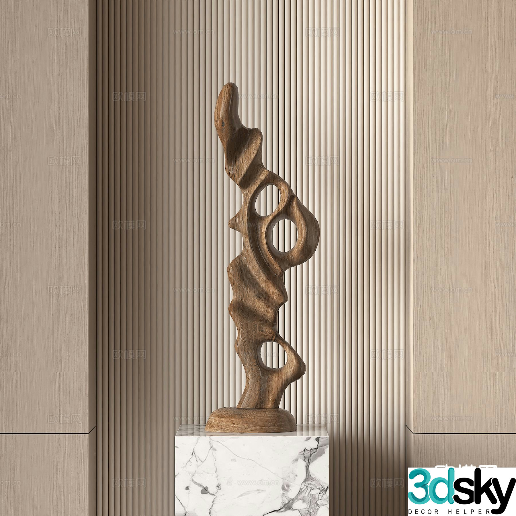 Modern abstract wood sculpture sculpture 3d model