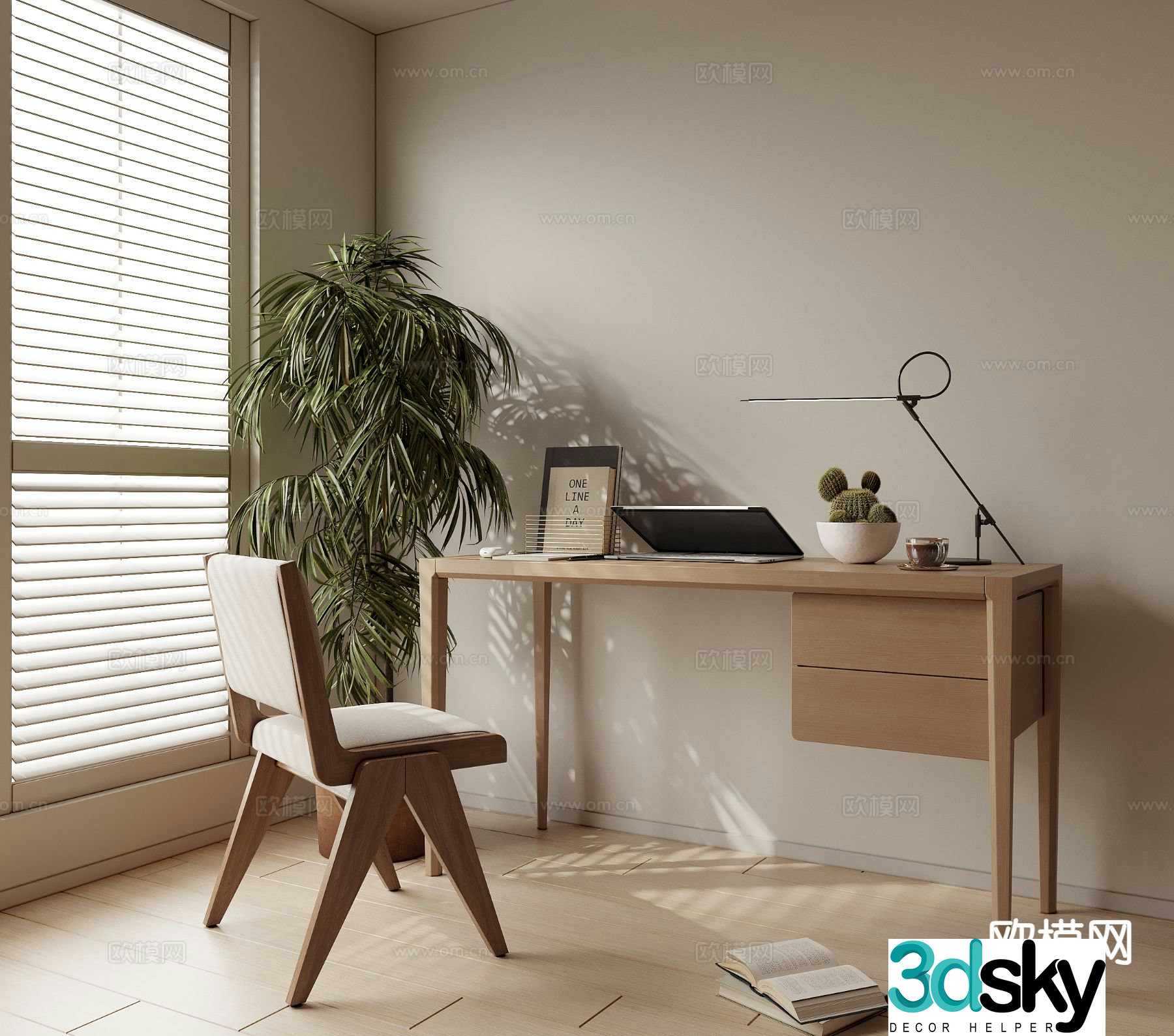 modern desk desk 3d model