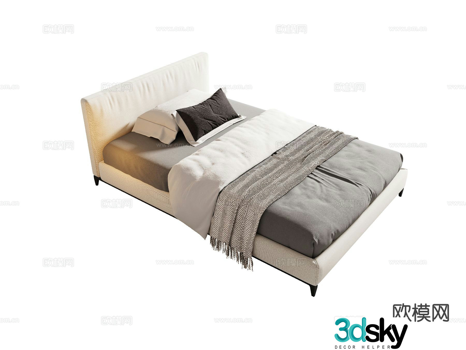 Modern single bed 3d model