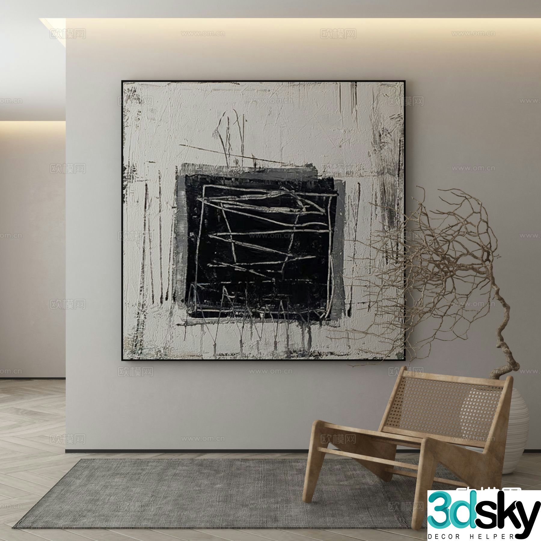 Modern decorative painting abstract painting 3d model