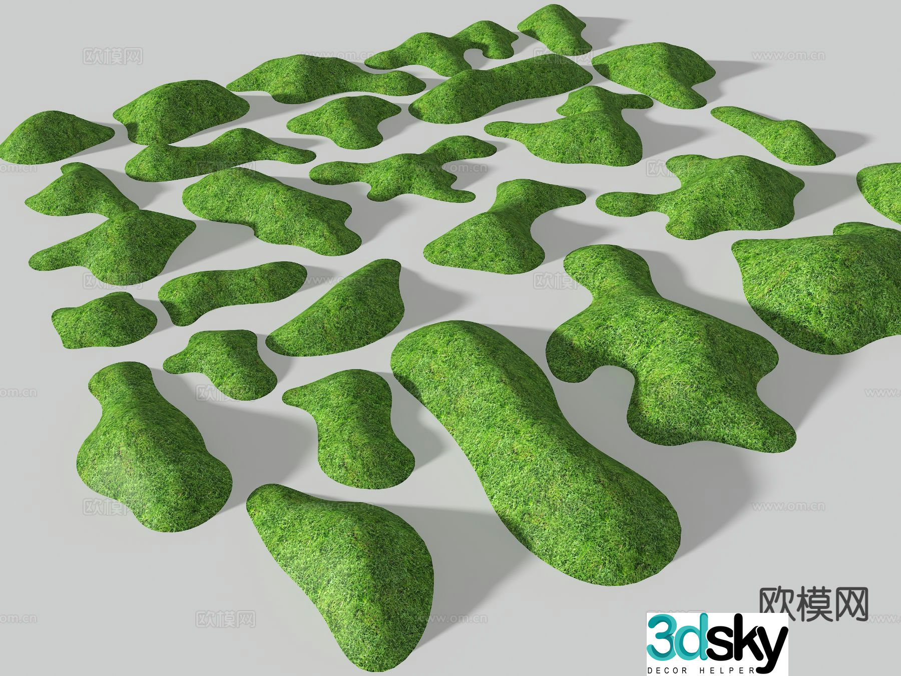 Mountain terrain micro landscape mountain col grass slope 3D model