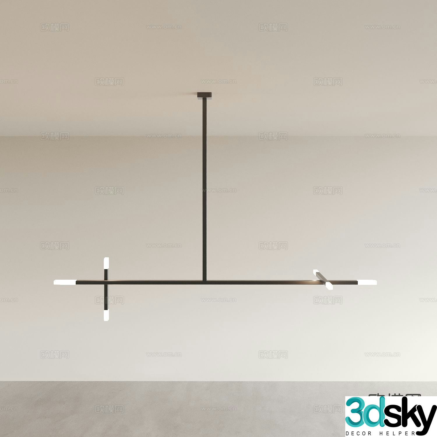 Long chandelier restaurant chandelier 3d model
