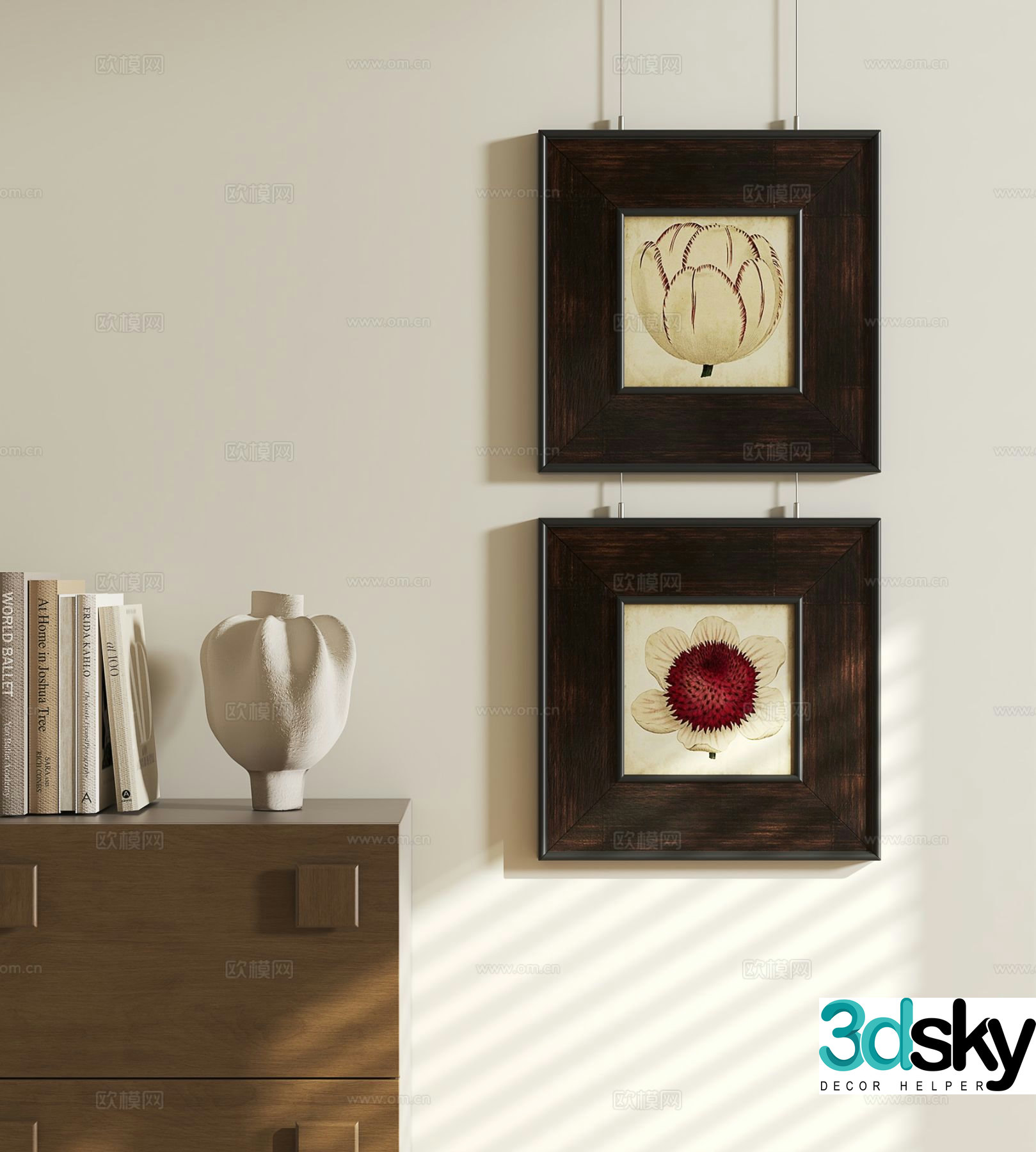 French retro hanging painting flower painting 3d model