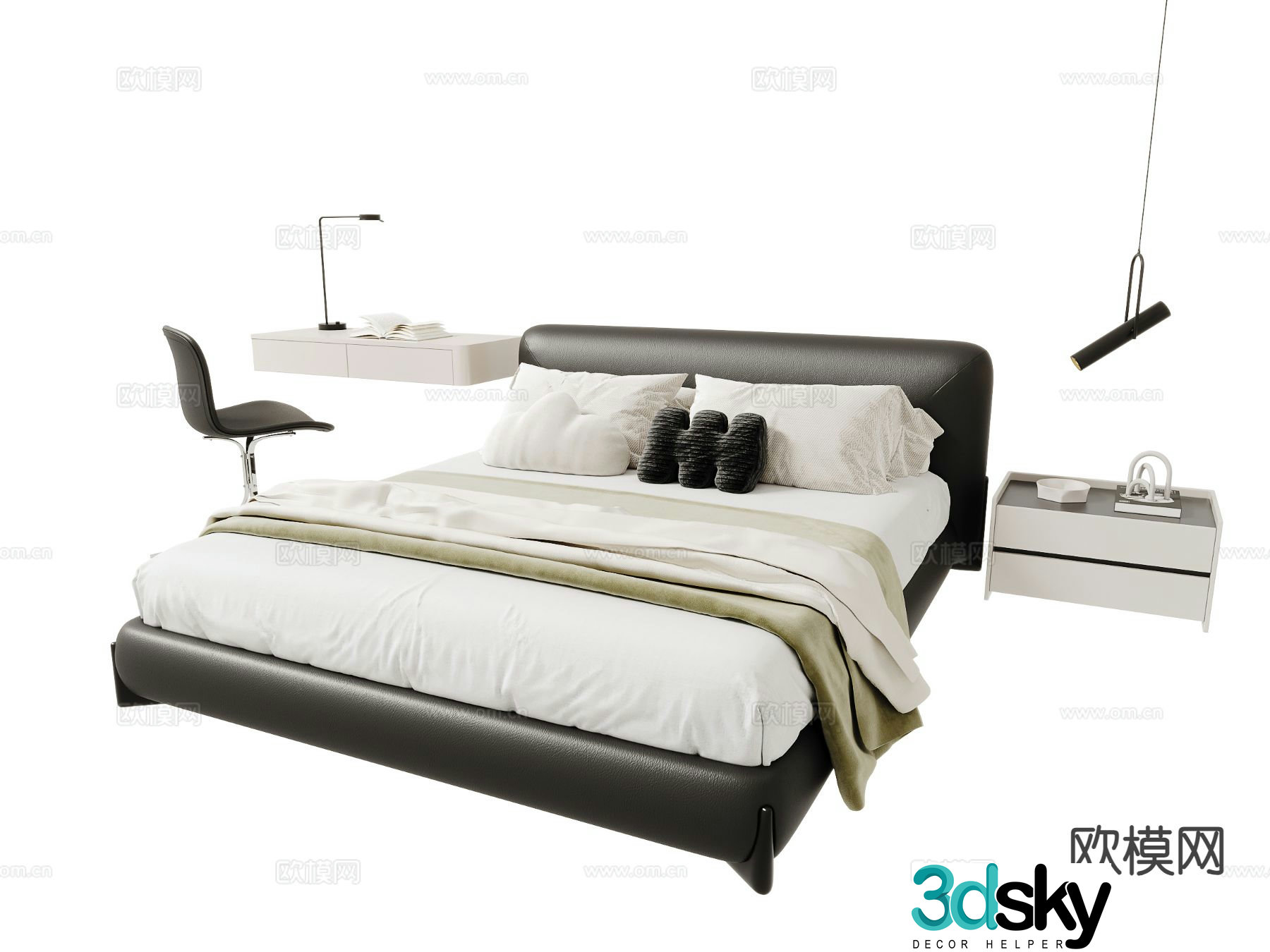 Modern double bed 3d model