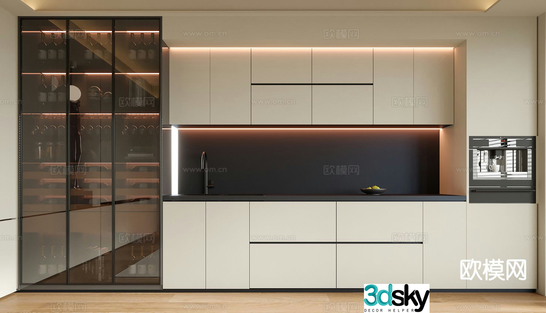 Modern wine cabinet sideboard 3d model