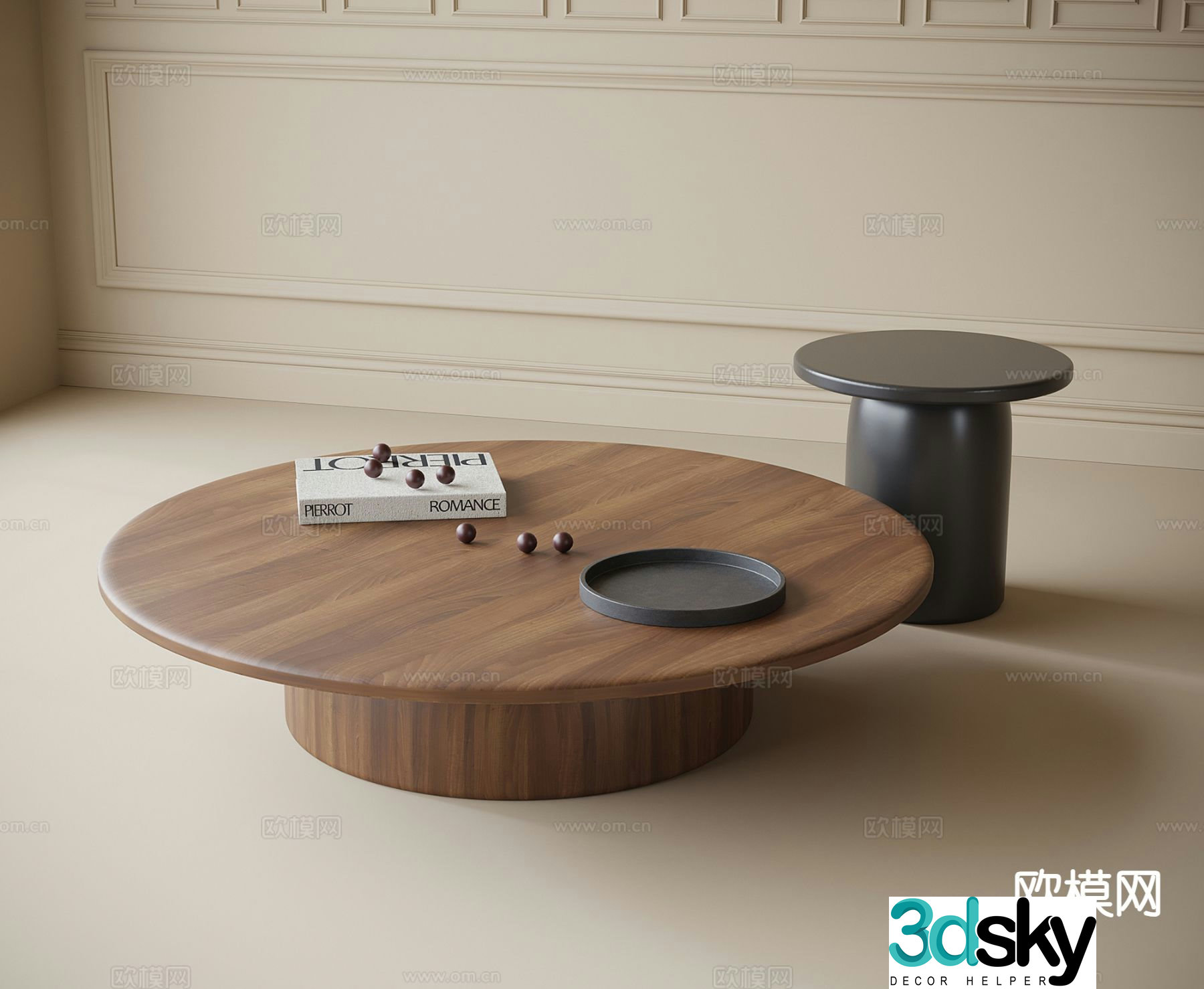 Wabi-sabi coffee table mother-and-son coffee table 3d model