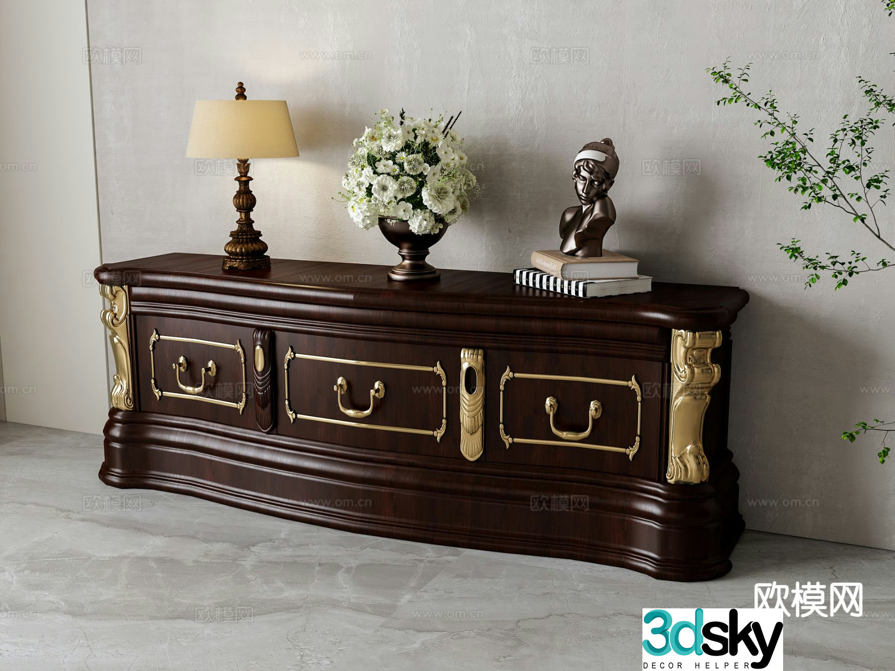 American TV cabinet 3d model