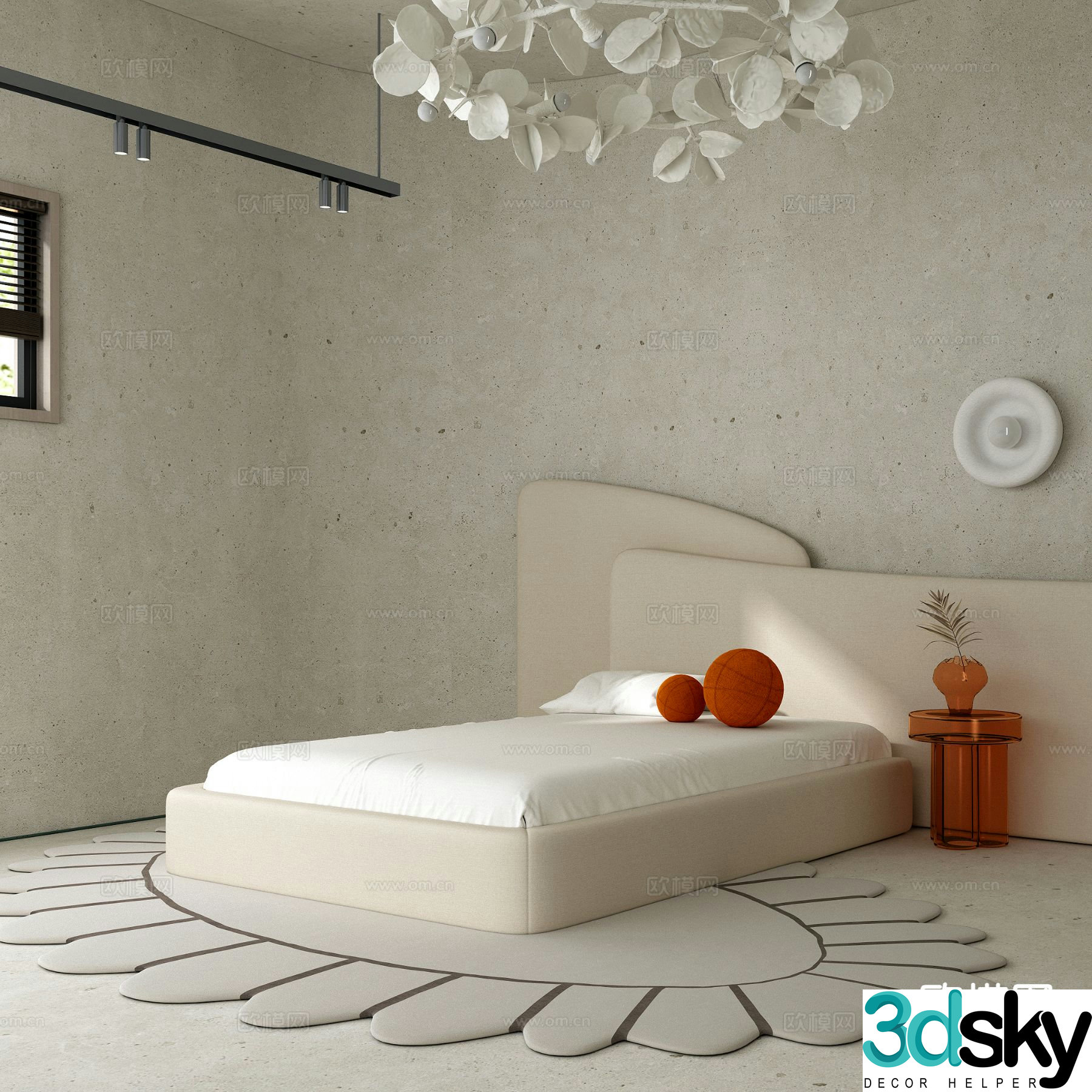 Modern single bed 3d model