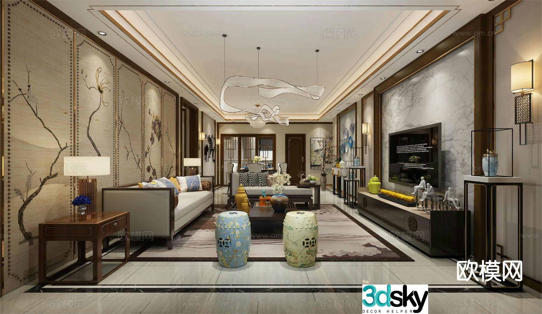 Chinese living room 3d model