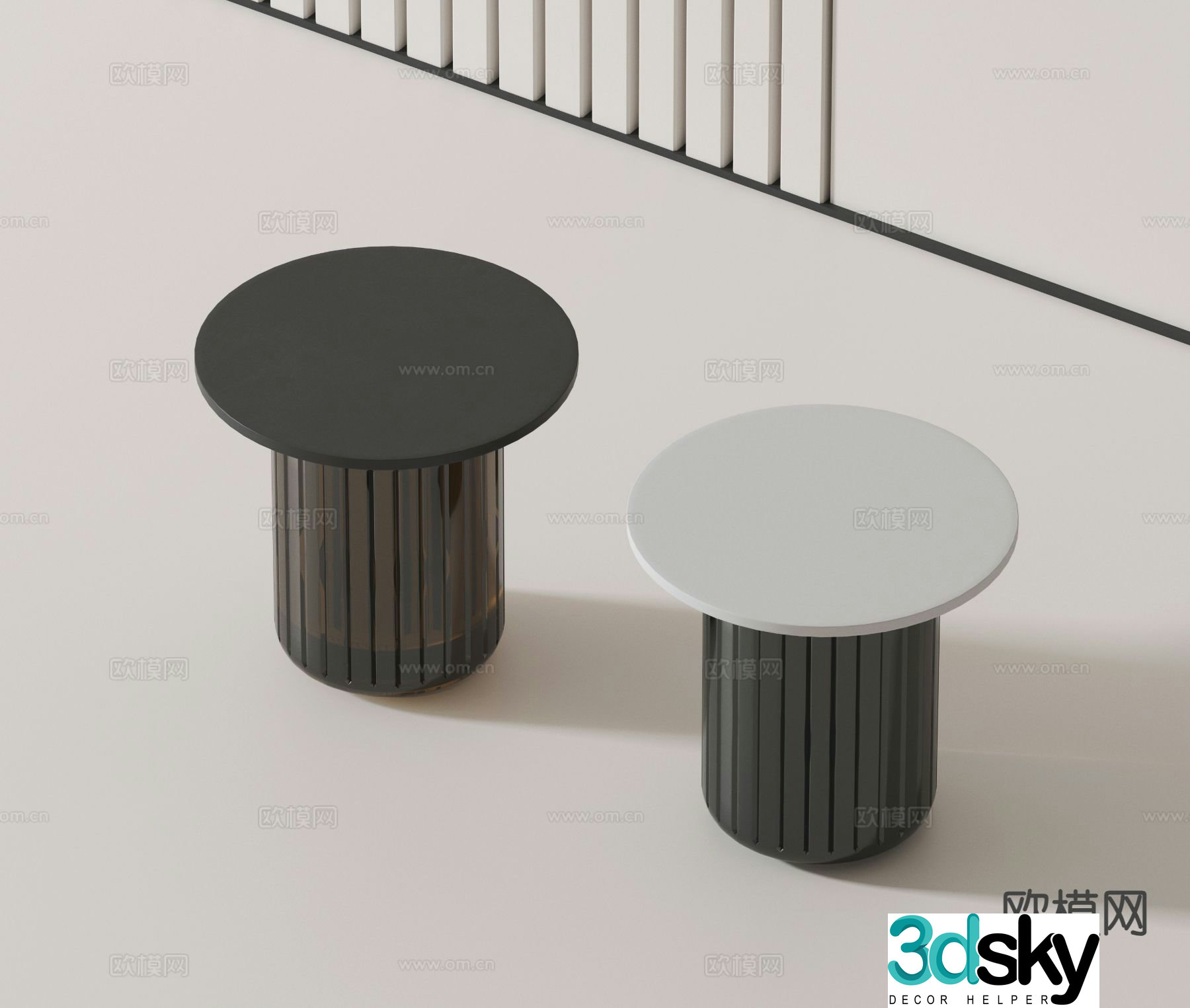 Modern side table corner table round table 3D model