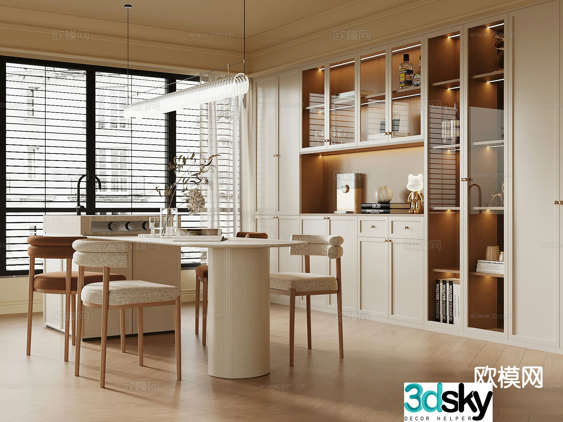 Cream style restaurant 3d model