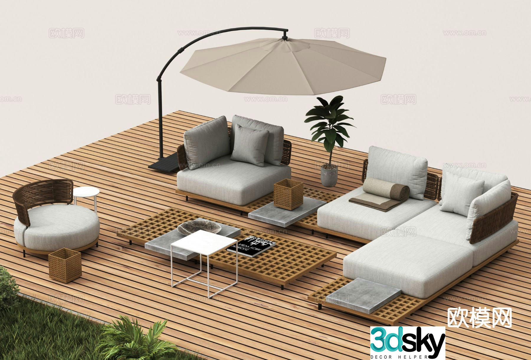 Outdoor sofa modular sofa 3d model