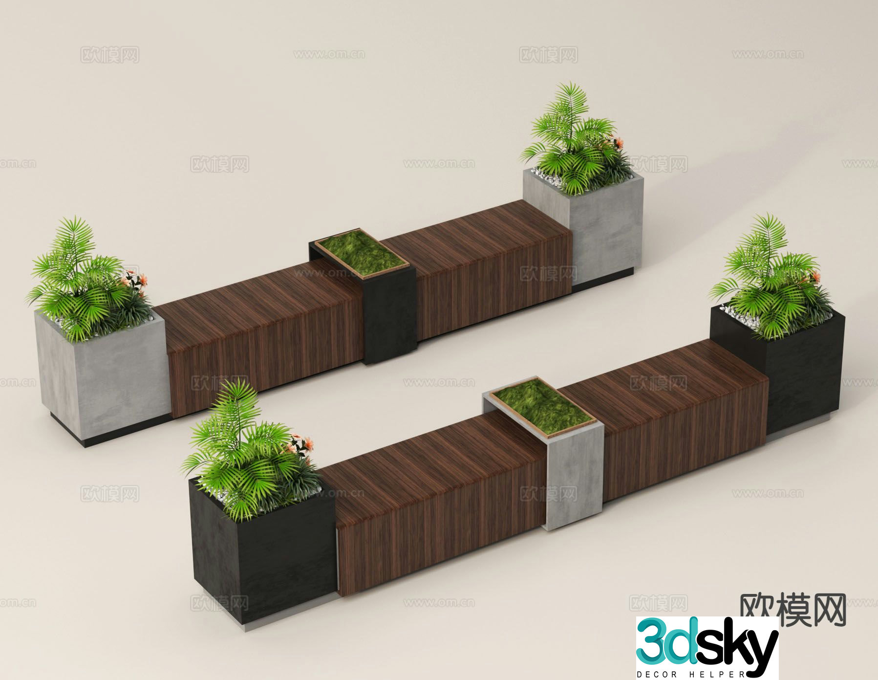 Outdoor chair park chair landscape seat bench 3d model