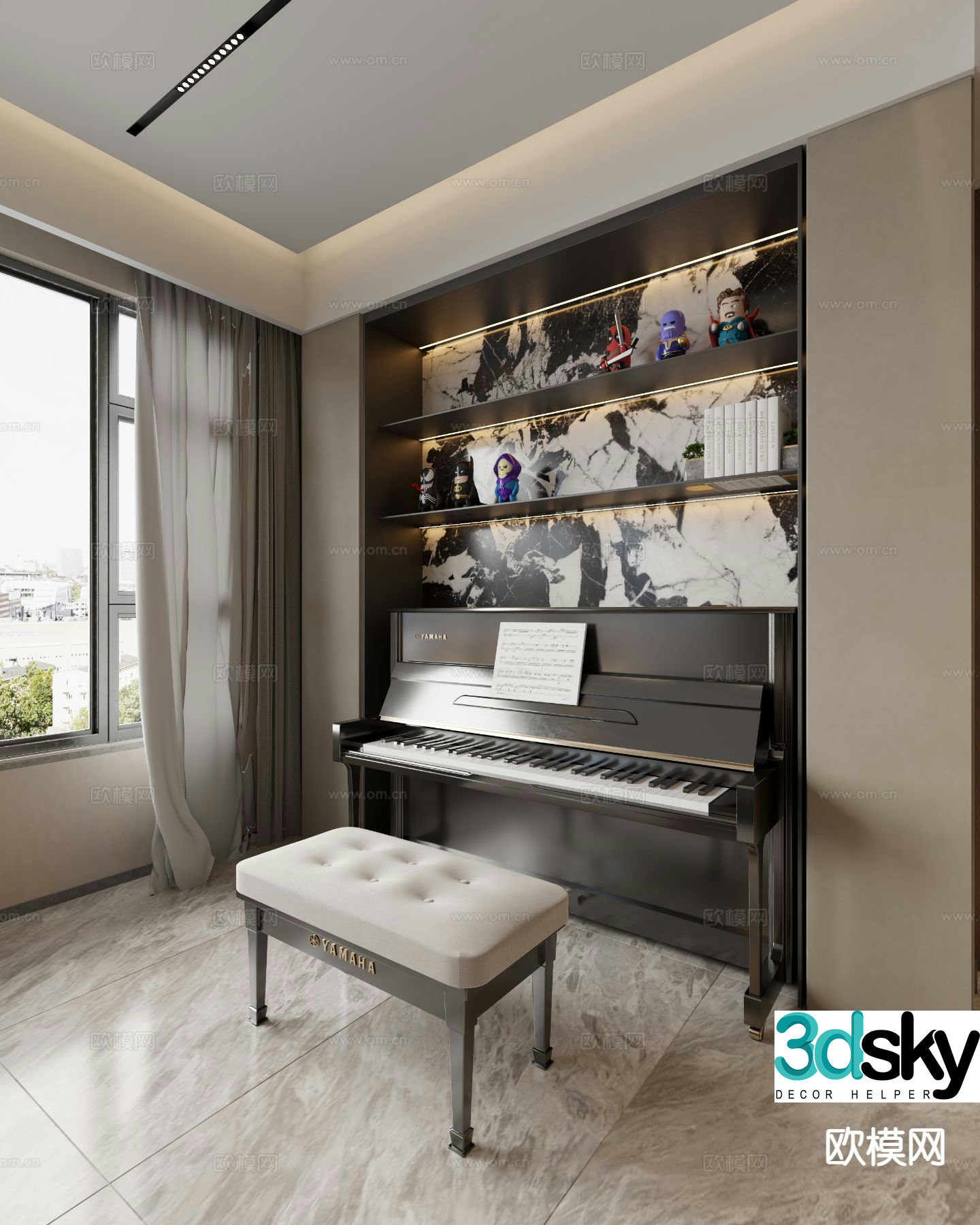 modern piano 3d model