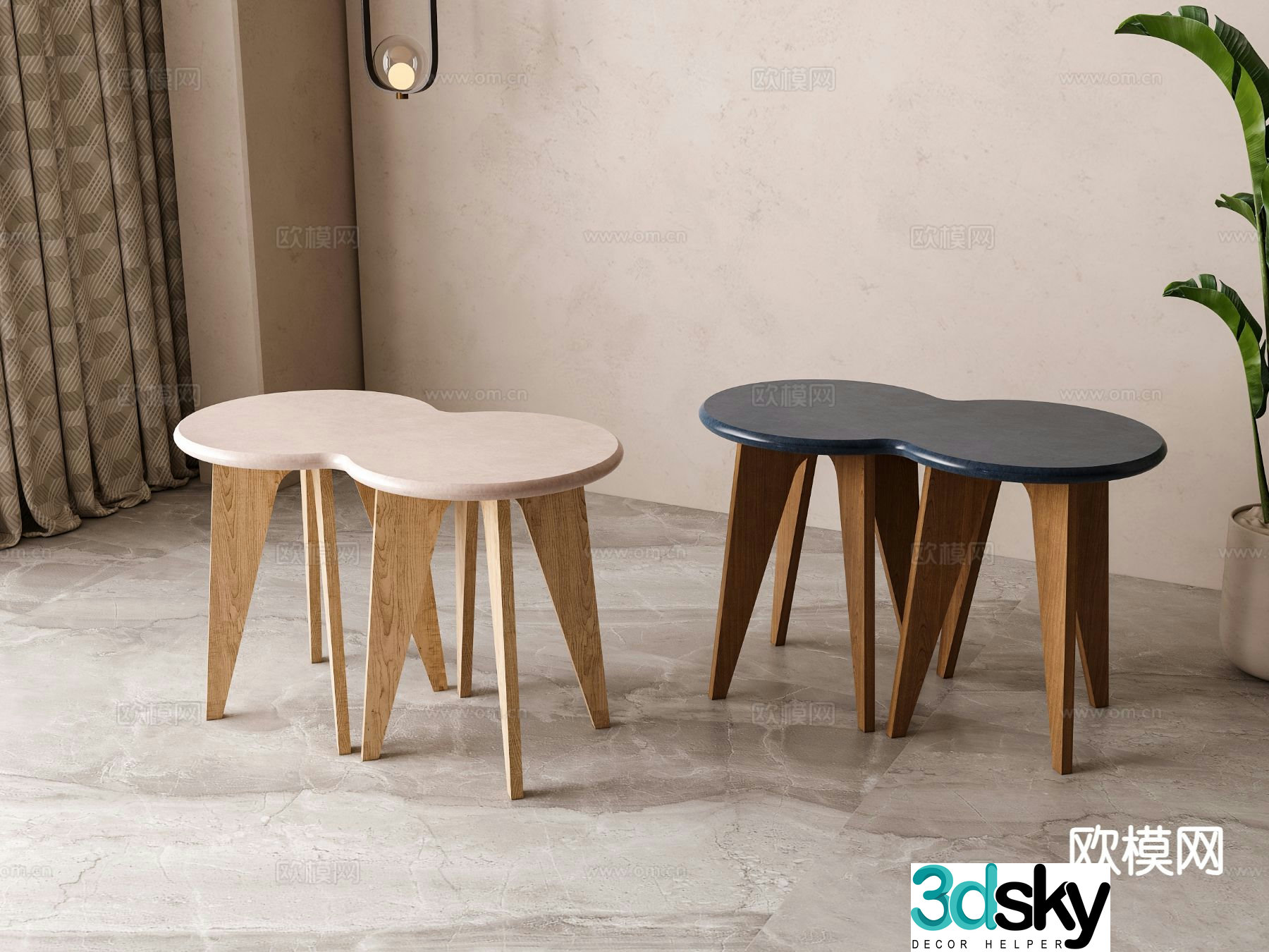 Wabi-sabi stool round stool low stool 3d model