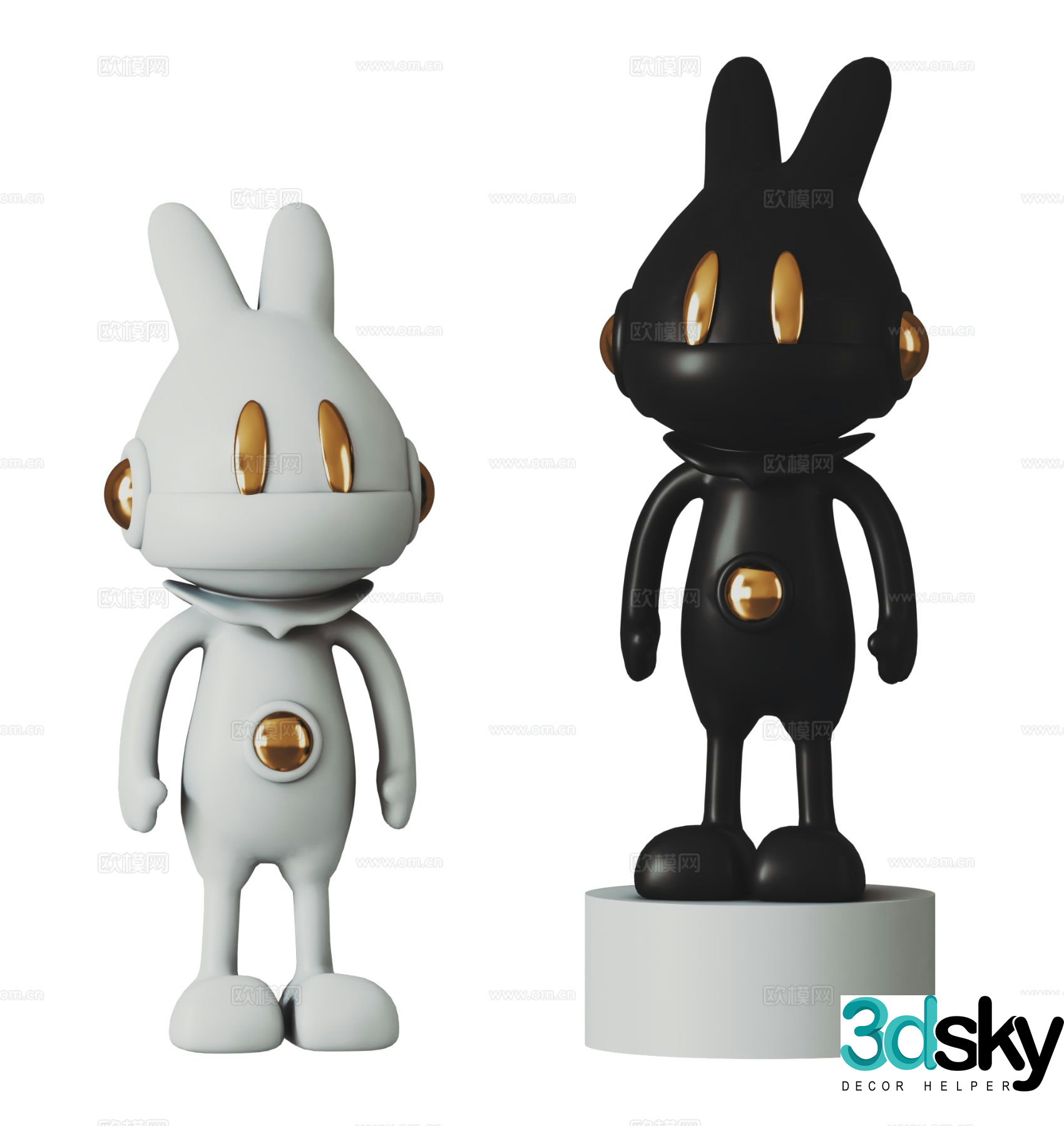 Trendy sculpture interstellar rabbit space rabbit 3d model