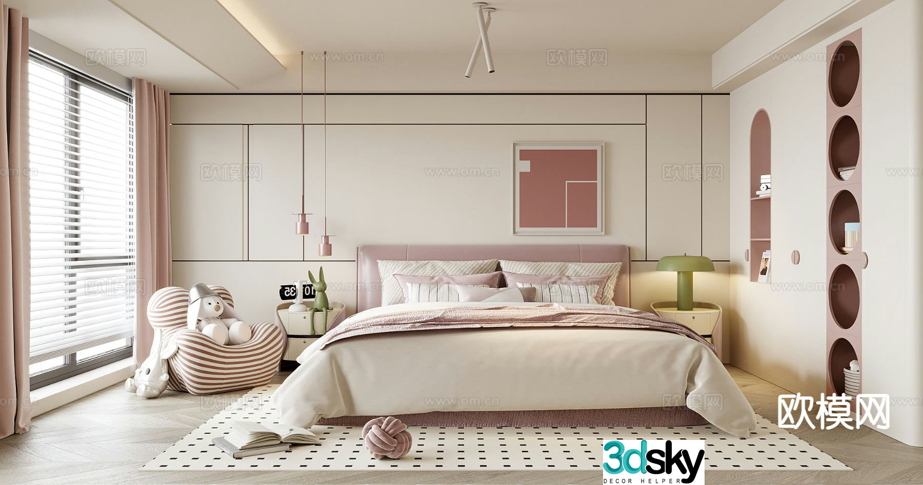 Cream style girl’s room children’s room 3d model