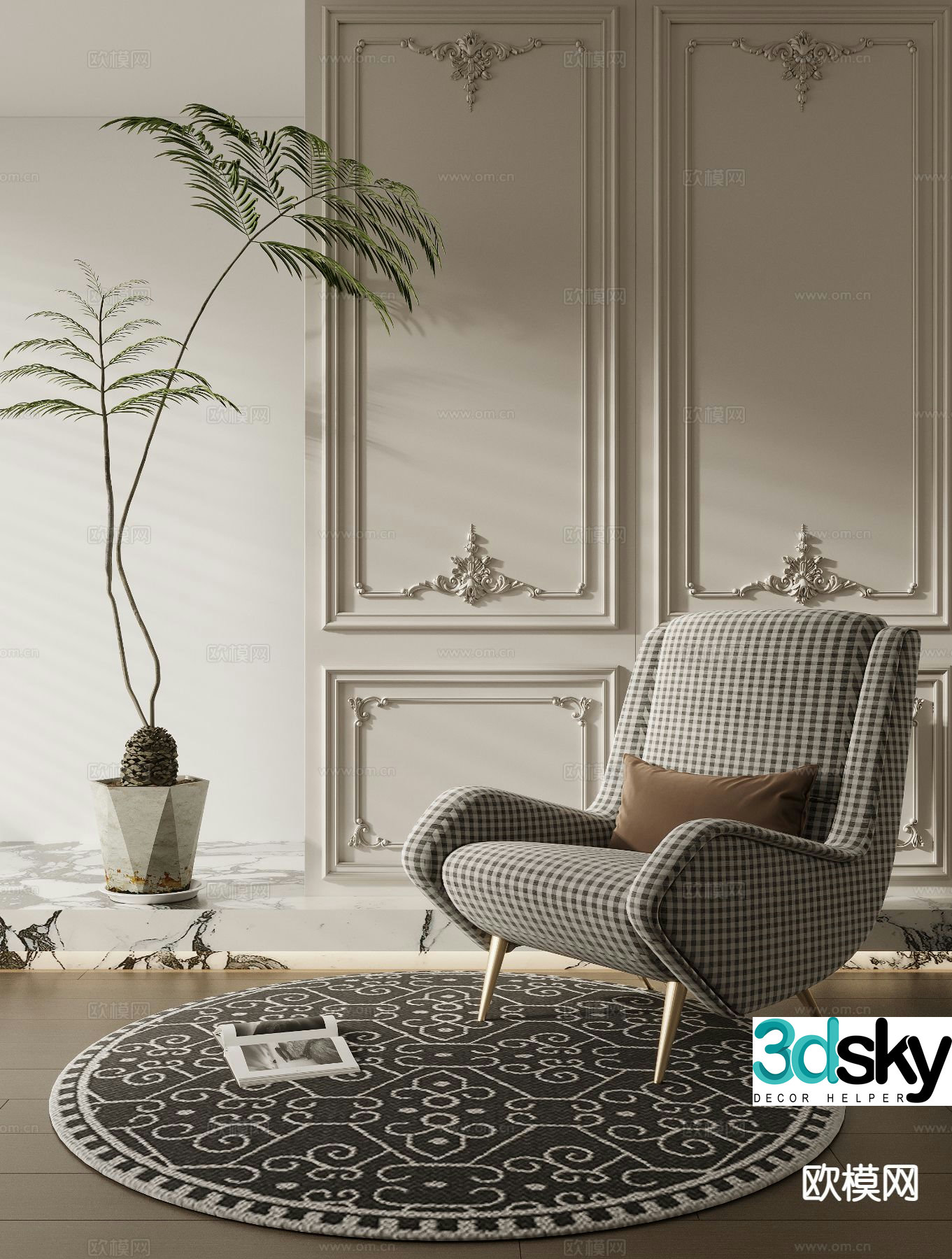 French sofa chair leisure chair 3d model