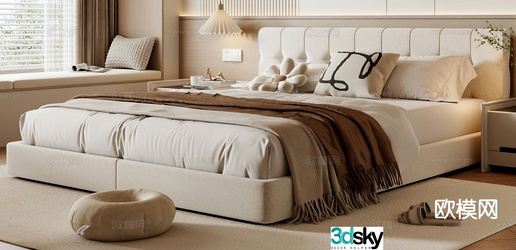 Modern double bed 3d model