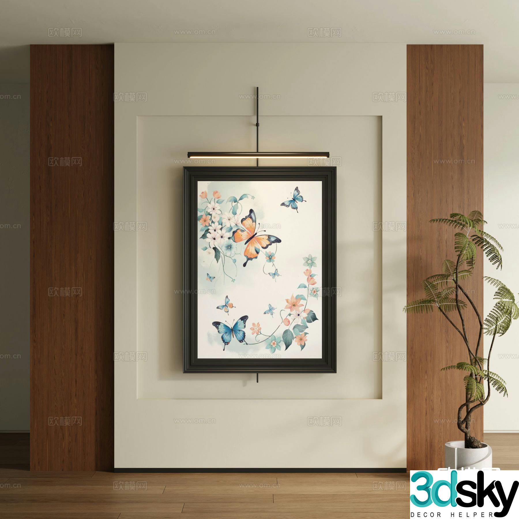 New Chinese style decorative painting art painting butterfly hanging painting 3d model