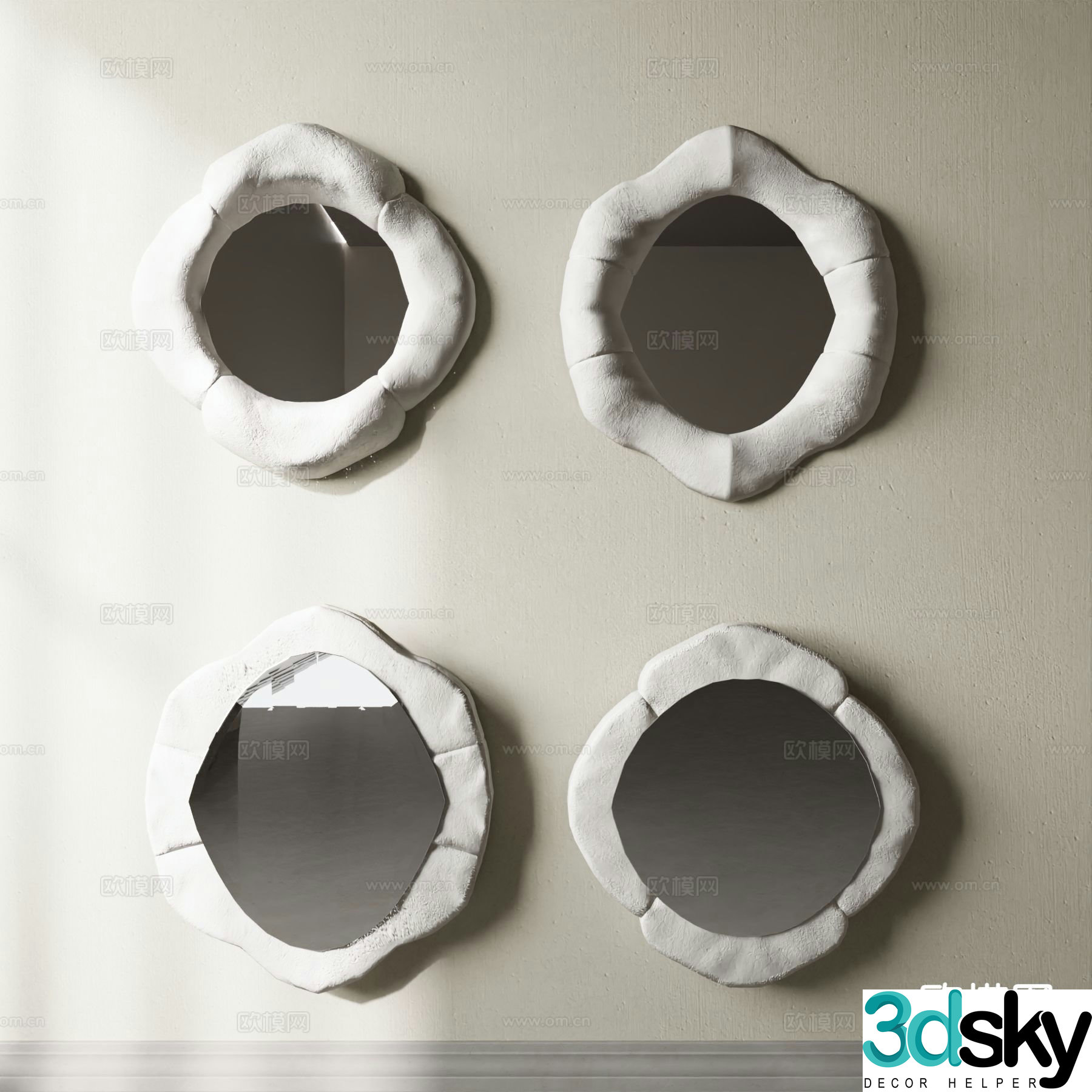 Wabi-sabi mirror decorative mirror 3d model