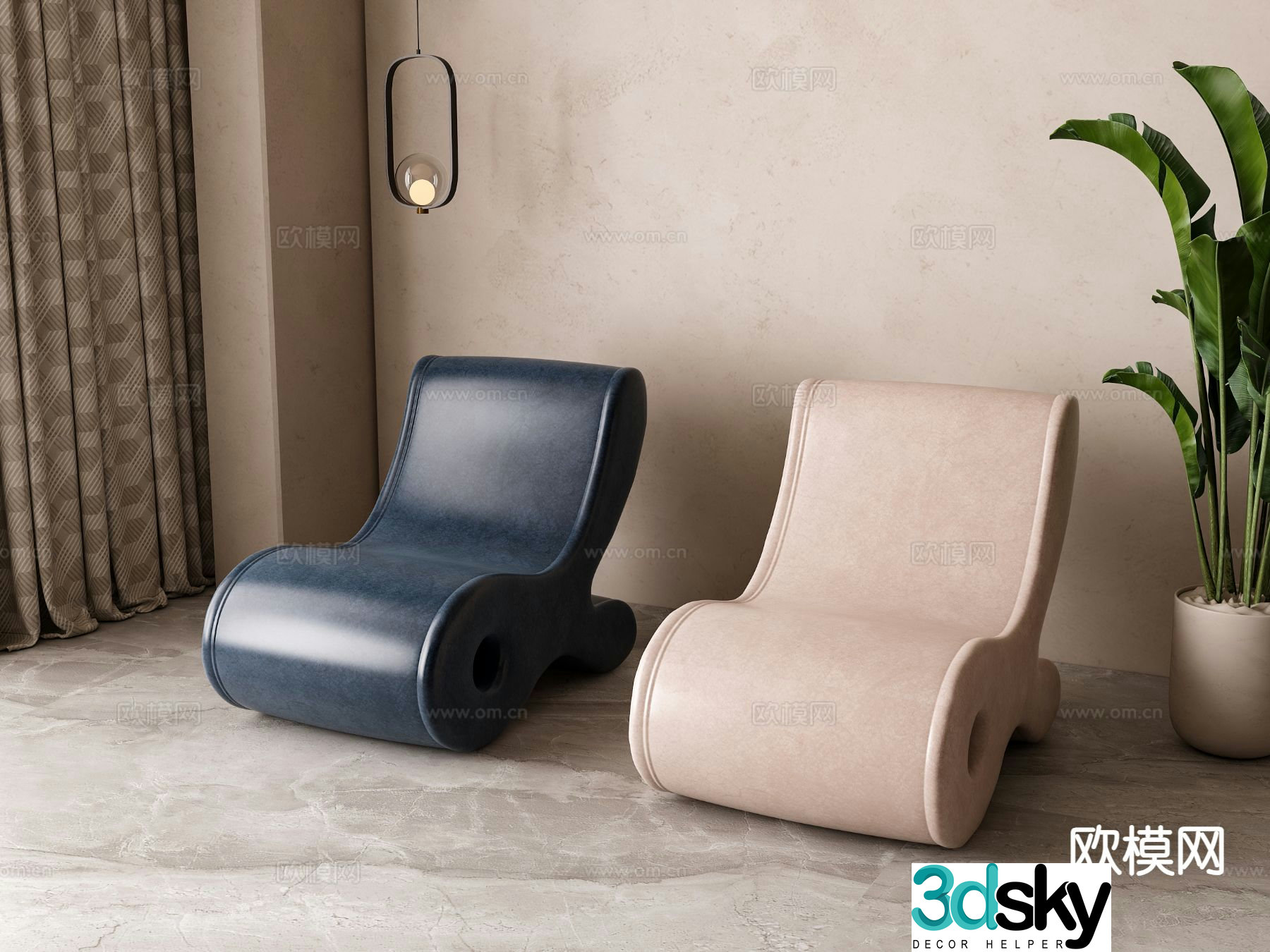 Leisure recliner leather recliner 3d model