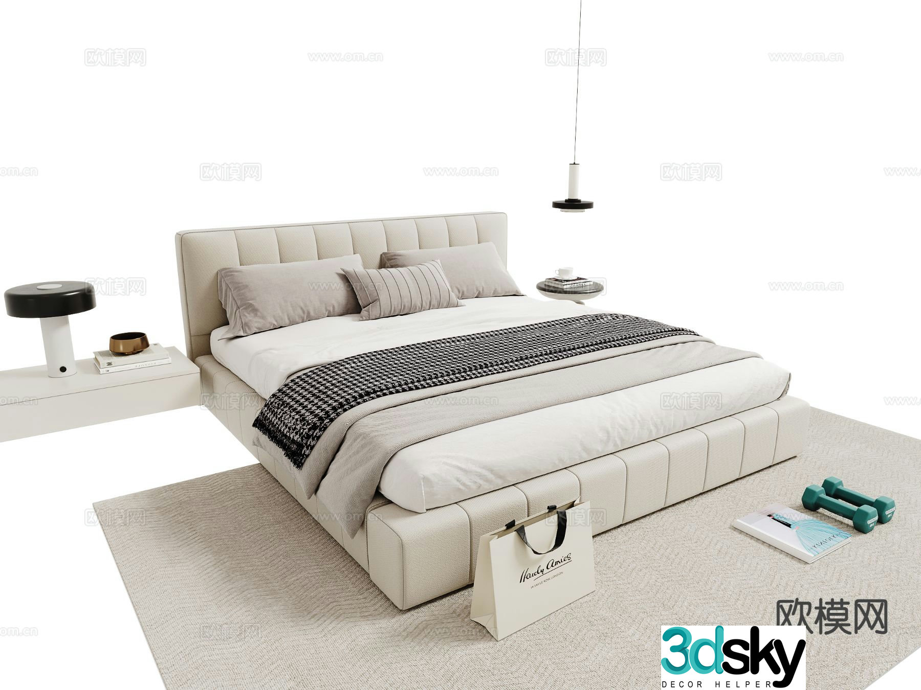 Italian double bed 3d model