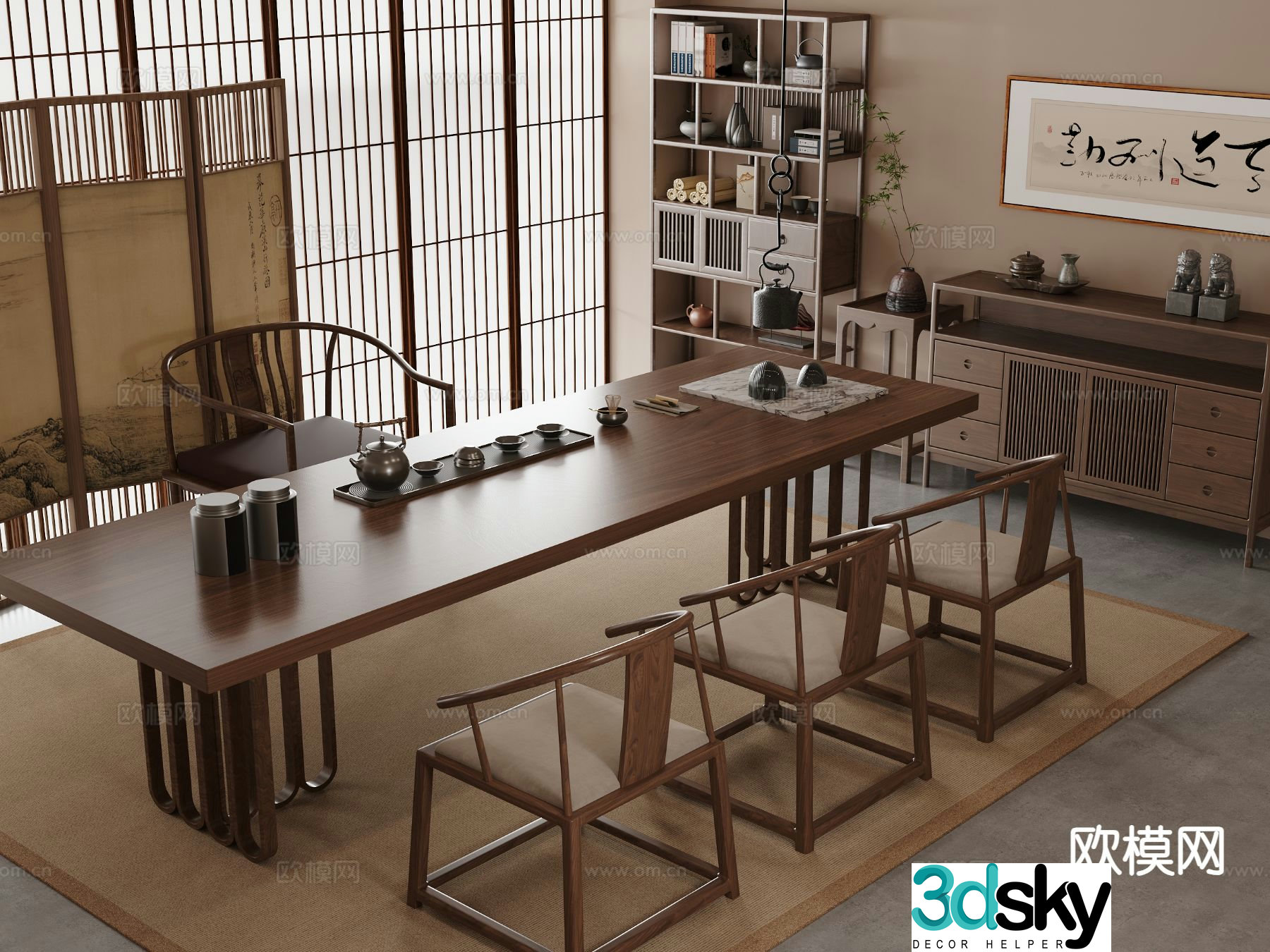 New Chinese style tea table tea table 3d model