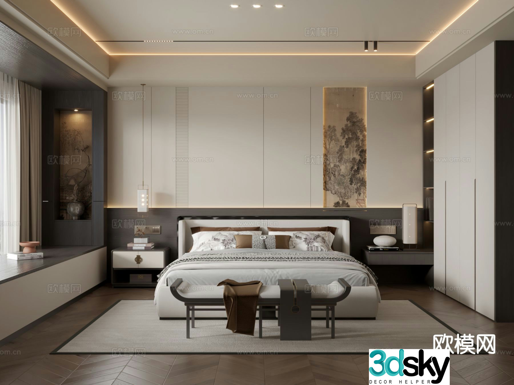 New Chinese style bedroom master bedroom 3d model