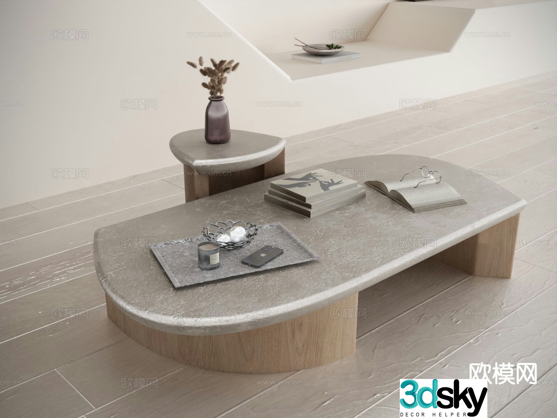 Modern double coffee table 3d model