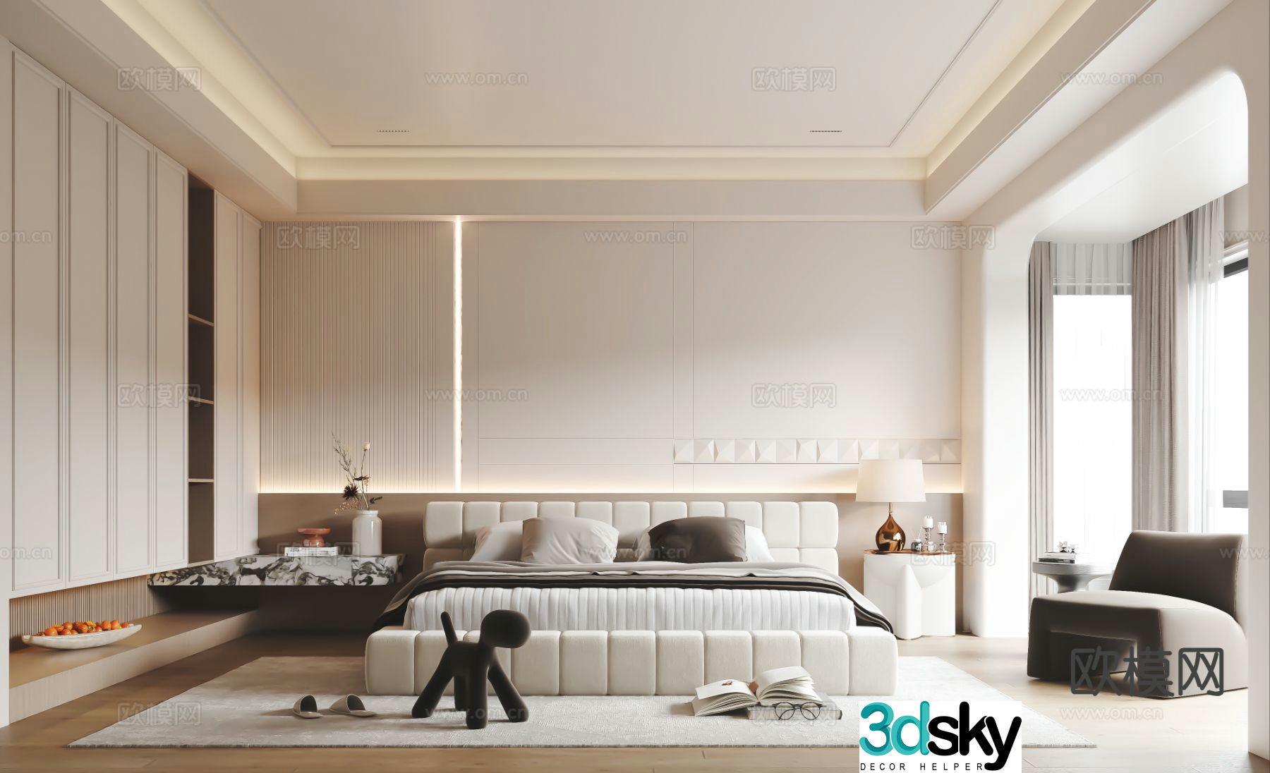 Cream style bedroom master bedroom 3d model