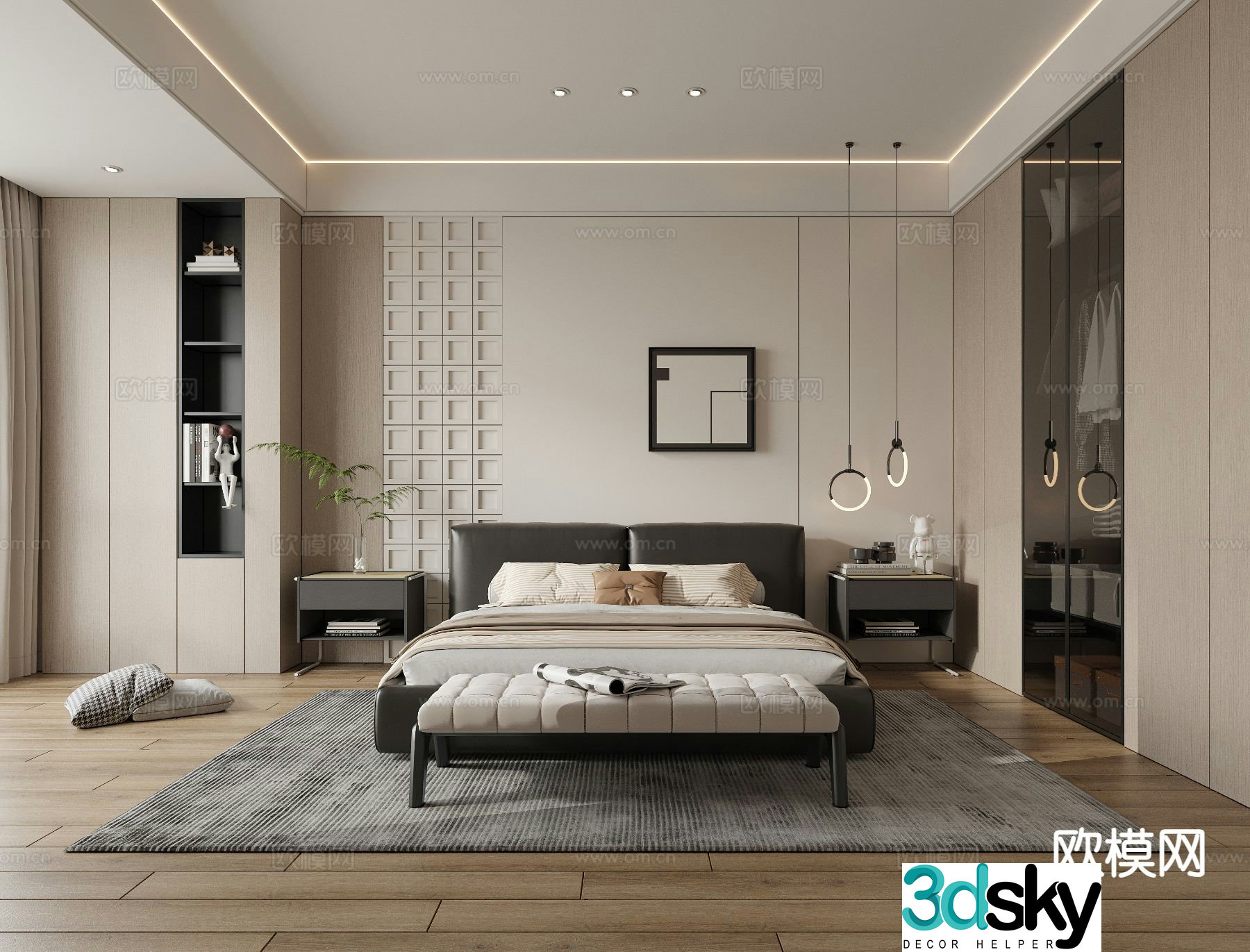 Modern bedroom master bedroom 3d model