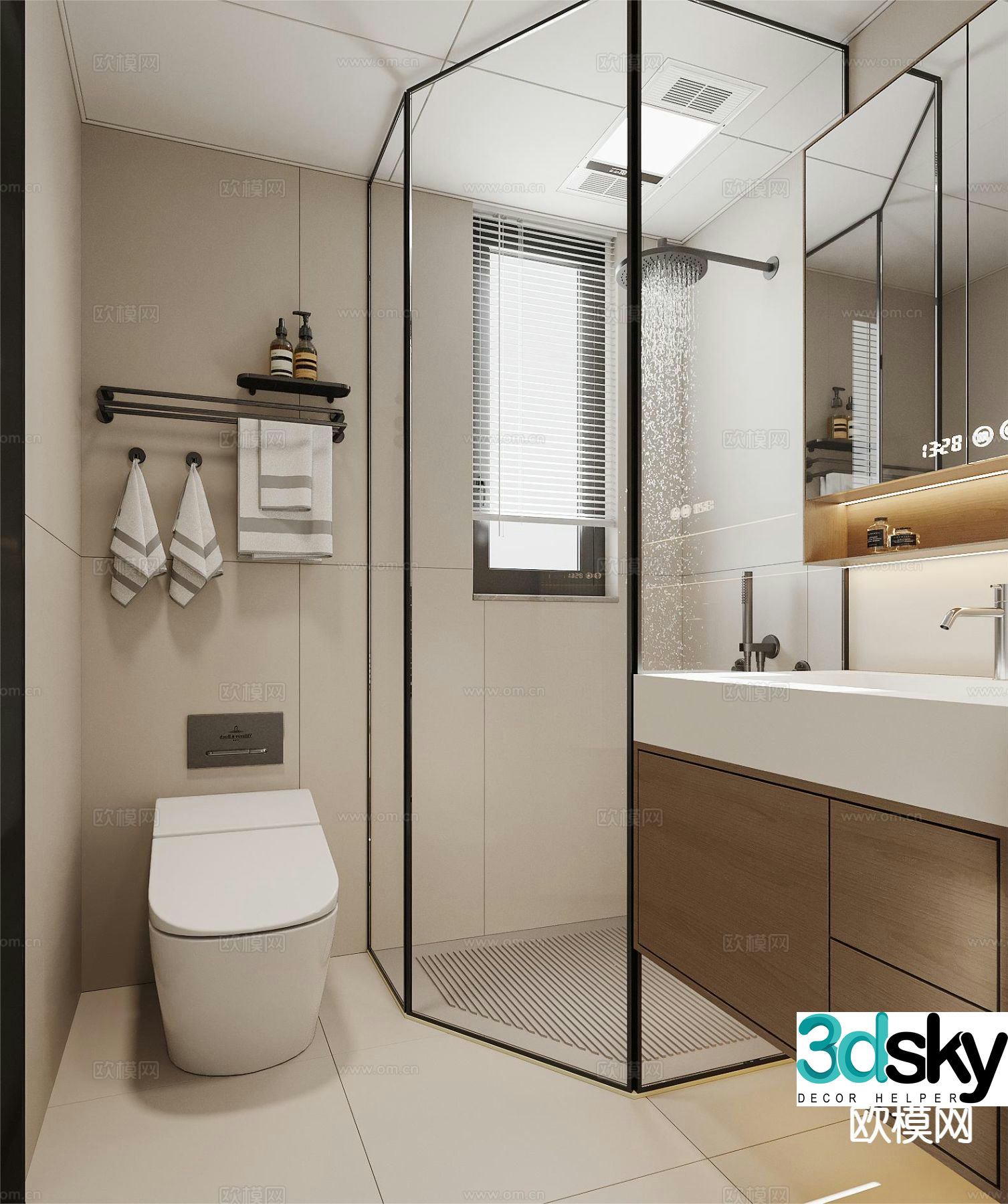 Modern bathroom bathroom wet and dry separation 3d model