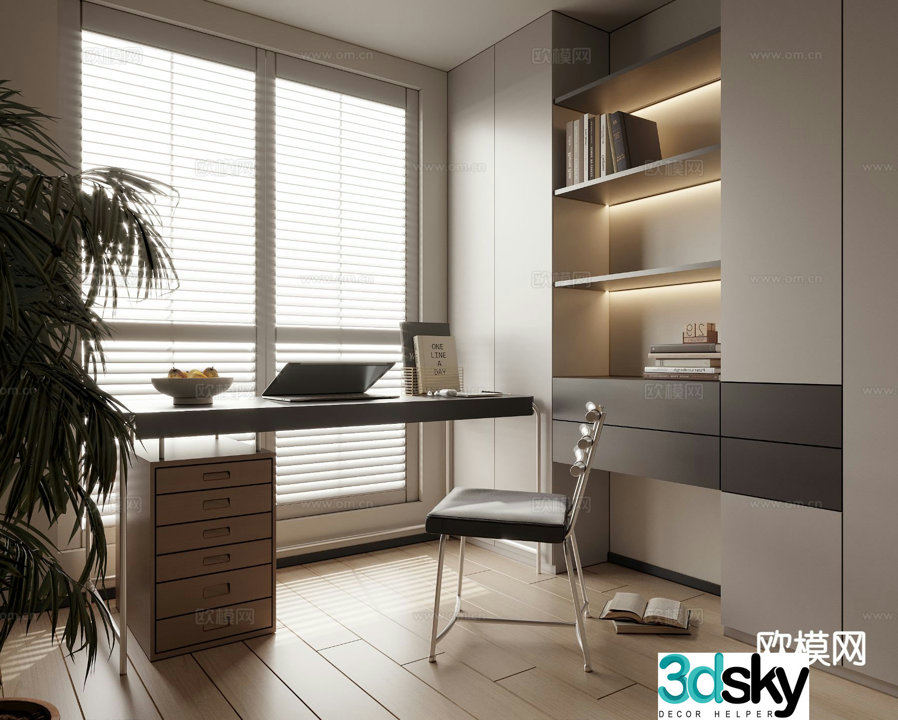 modern desk desk 3d model