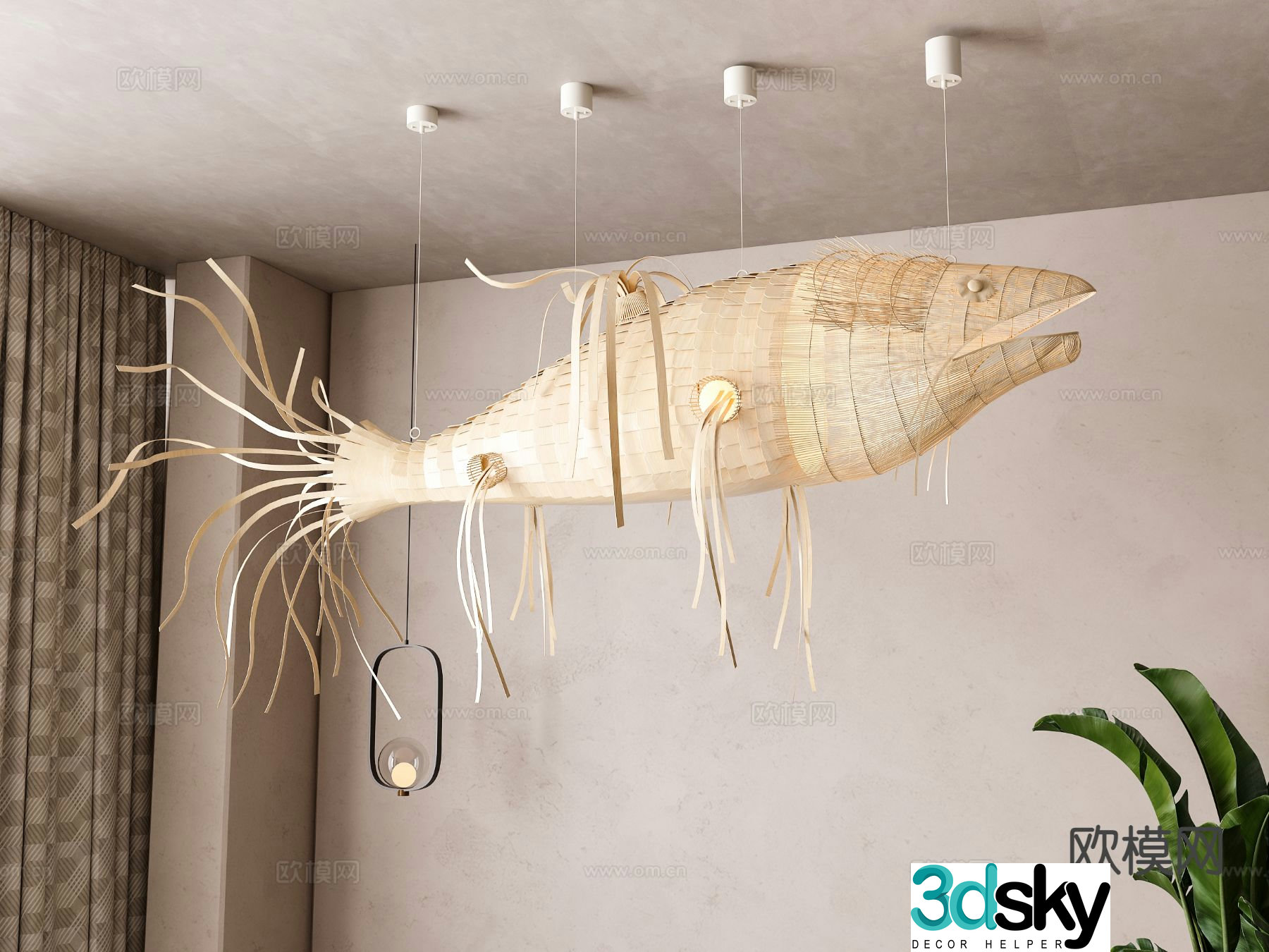 Japanese fish chandelier 3d model