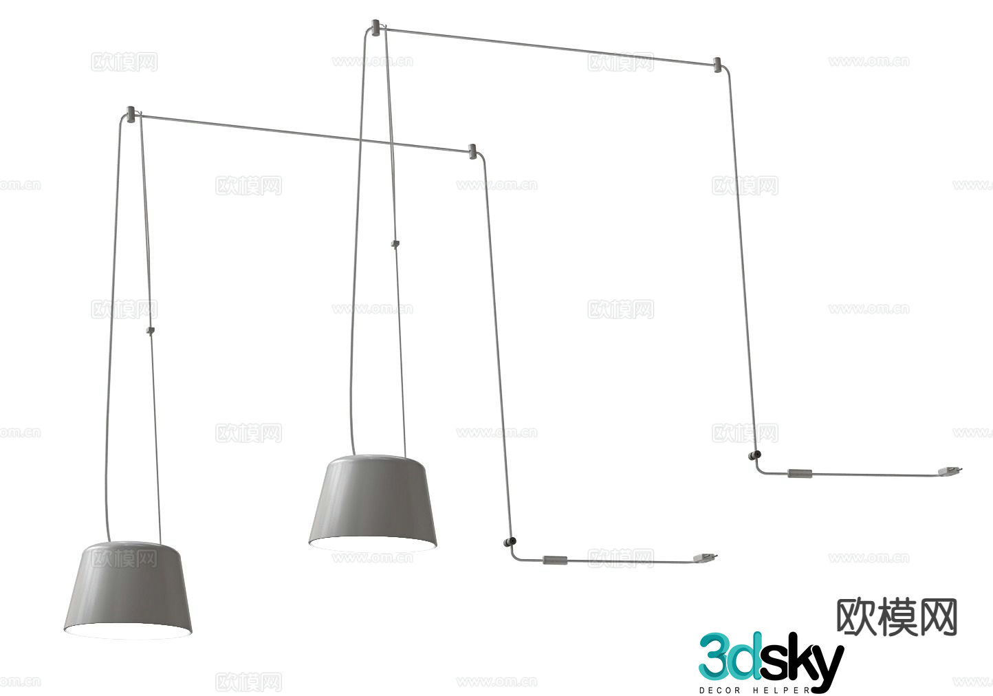 Minimalist chandelier exposed line industrial chandelier 3d model