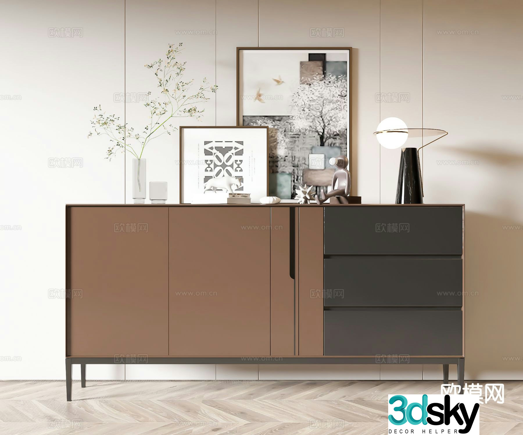 Modern side cabinet entrance cabinet 3d model