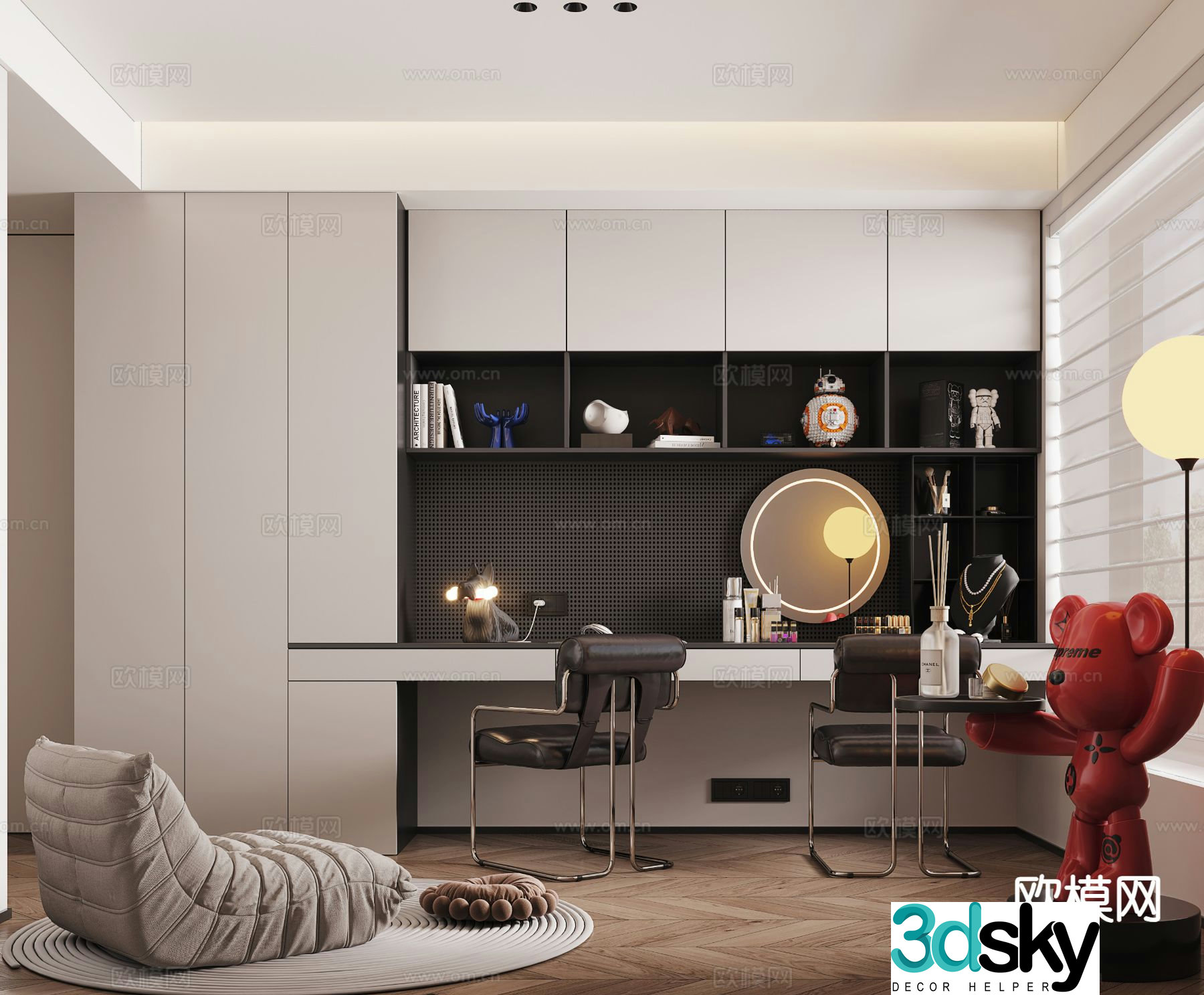 Modern study room 3d model