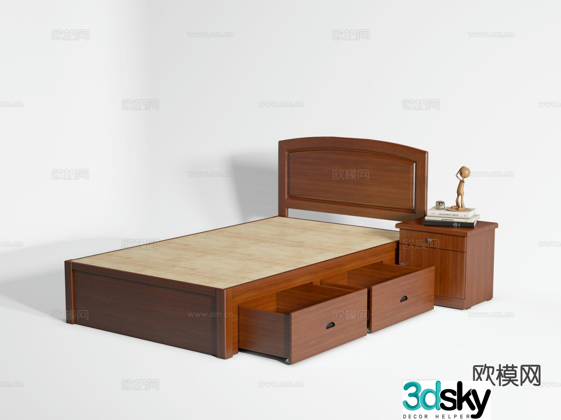 Modern single bed 3d model